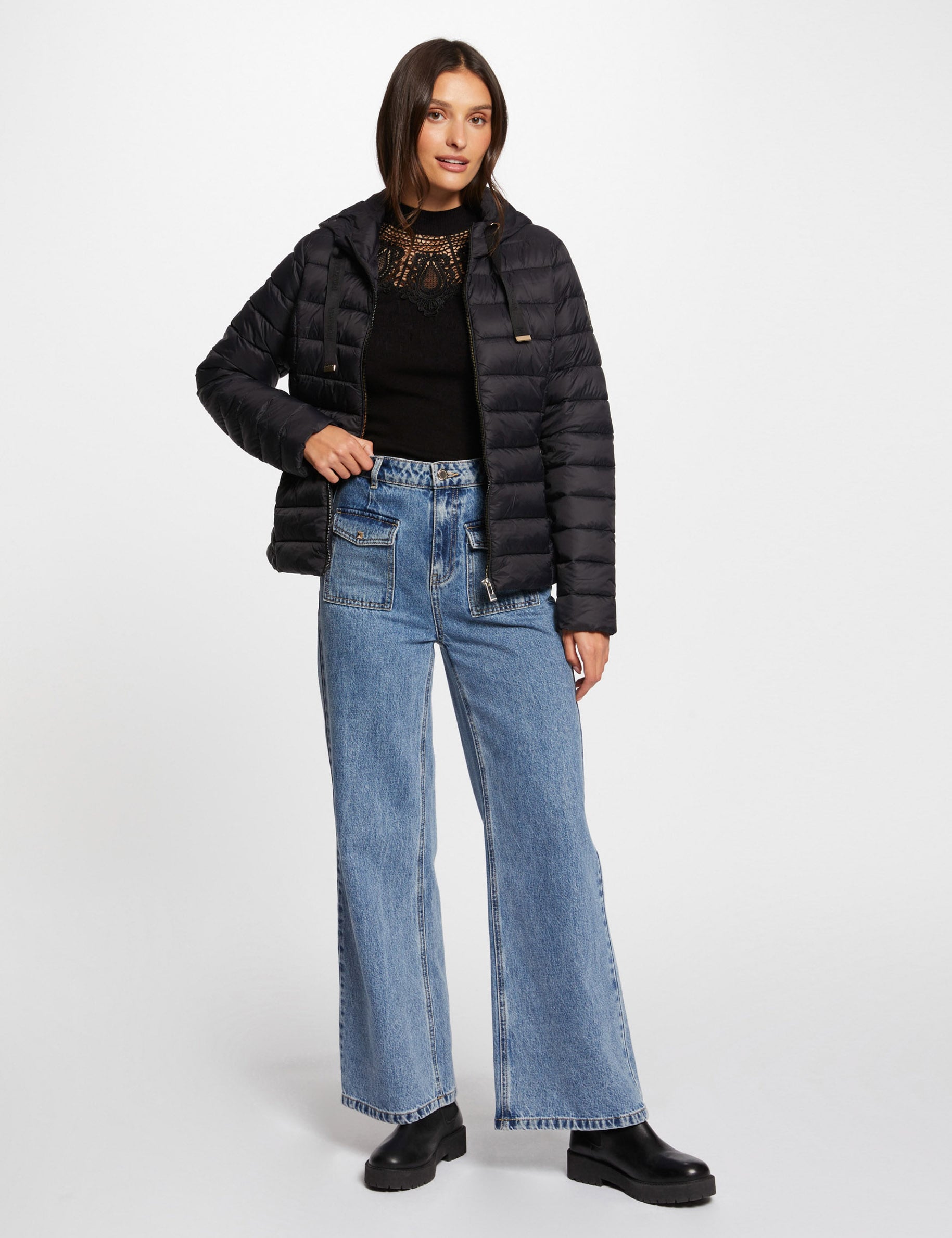Steppjacke mit Stehkragen schwarz damen