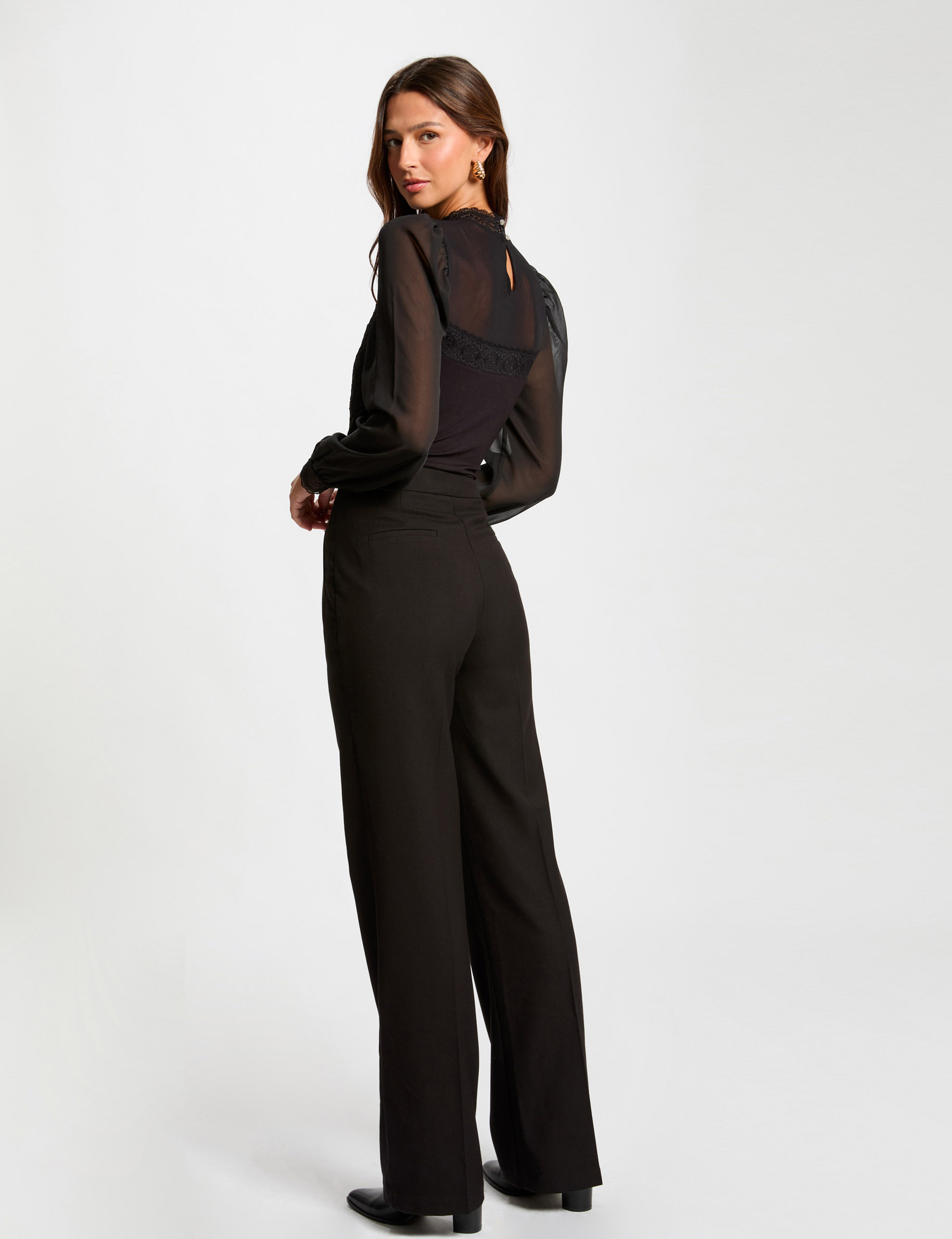 flare hose mit abnahern schwarz damen Flare-Hose mit Abnähern schwarz damen