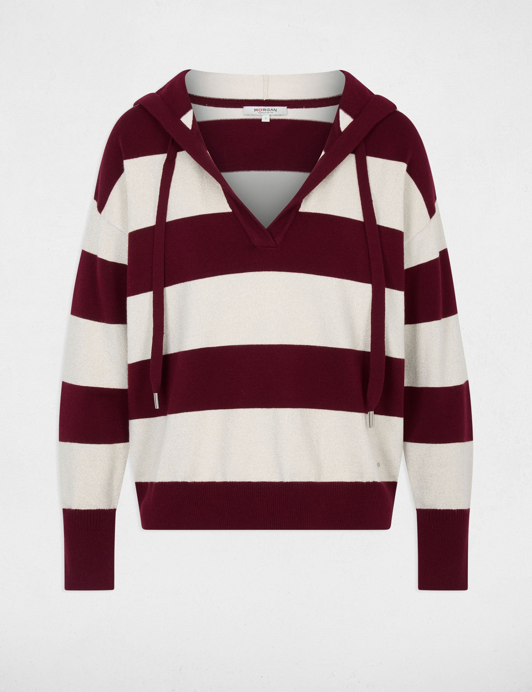 Gestreifter Kapuzenpullover bordeaux damen