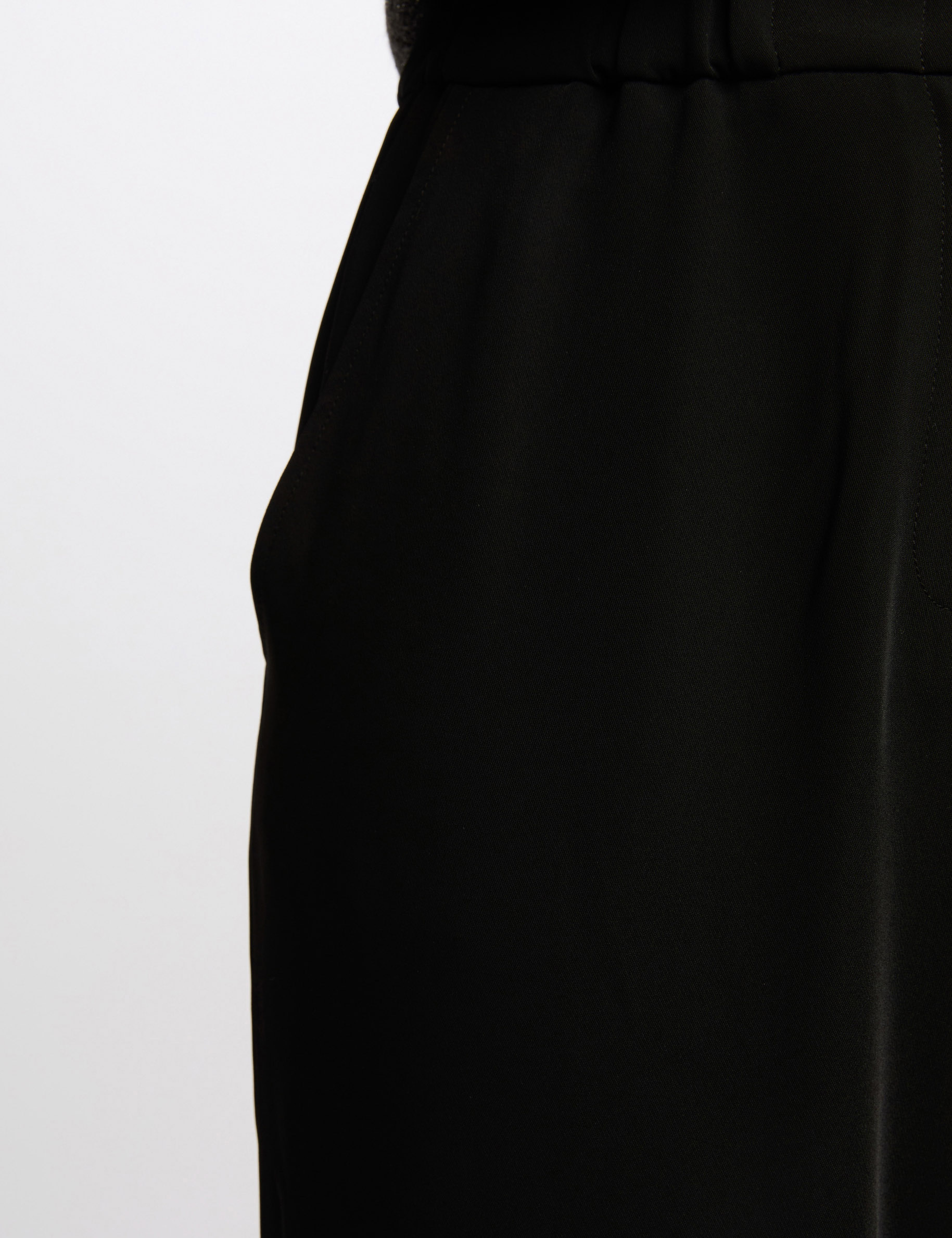 Pantalon large taille haute noir femme