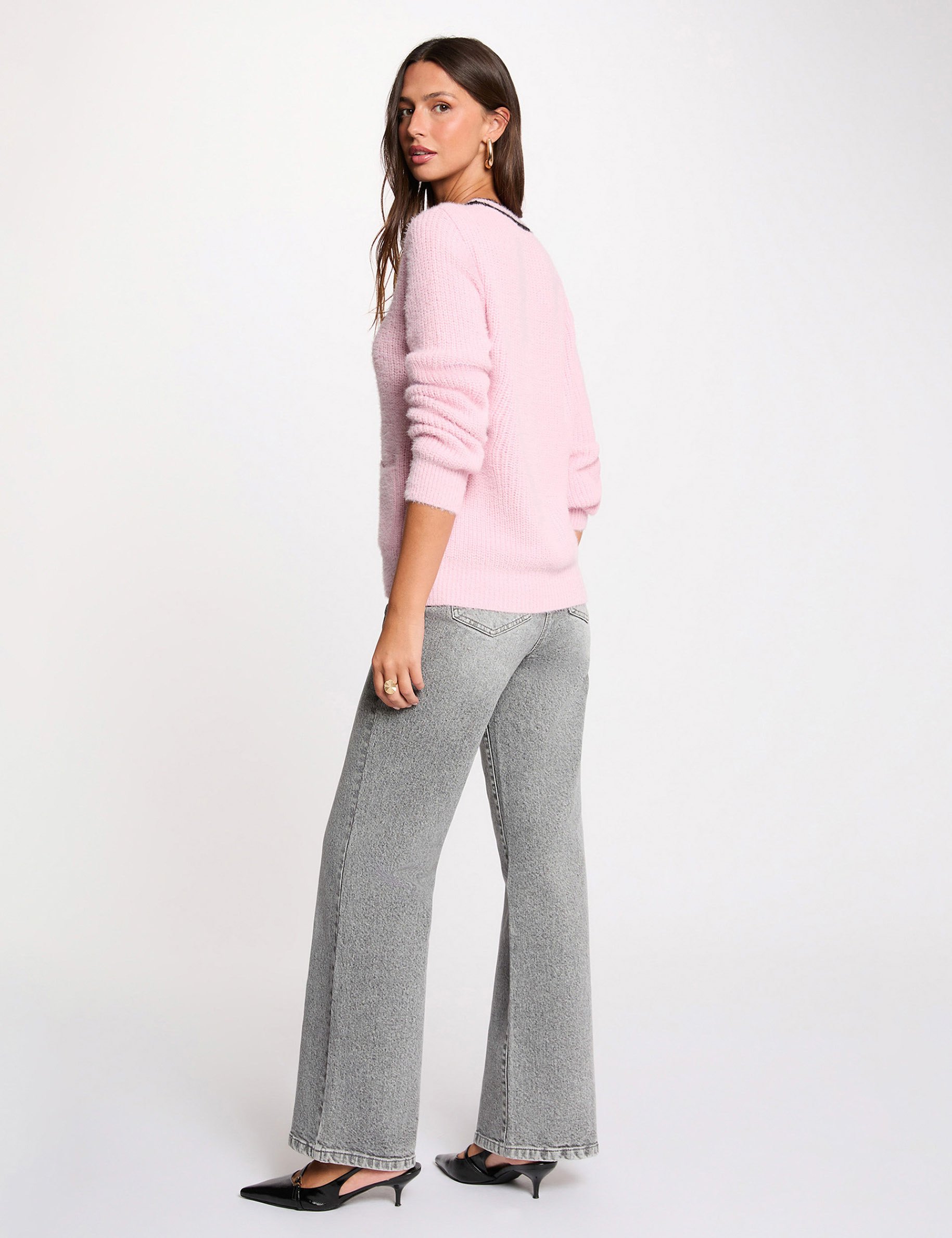 Strickjacke mit V-Ausschnitt rosa damen