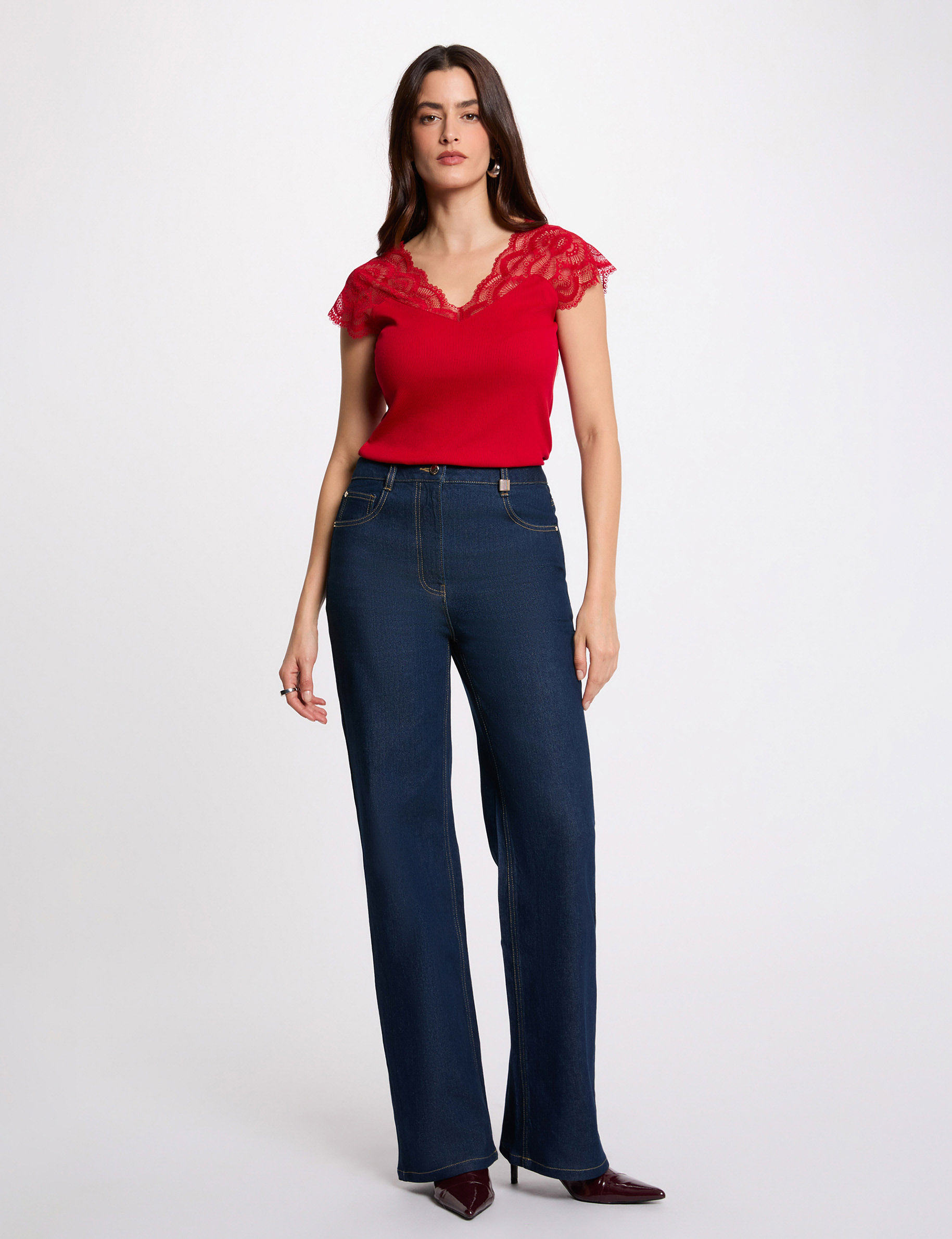 T-shirt manches courtes rouge femme