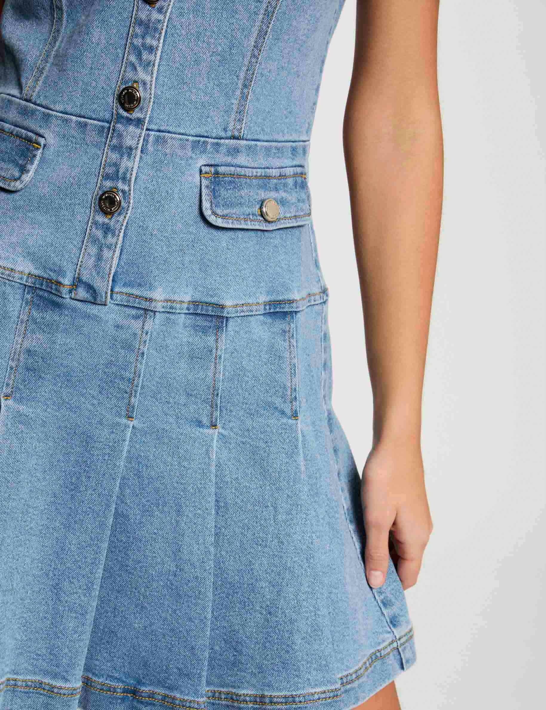 robe courte trapeze en jean denim stone femme Robe courte trapèze en jean denim stone femme