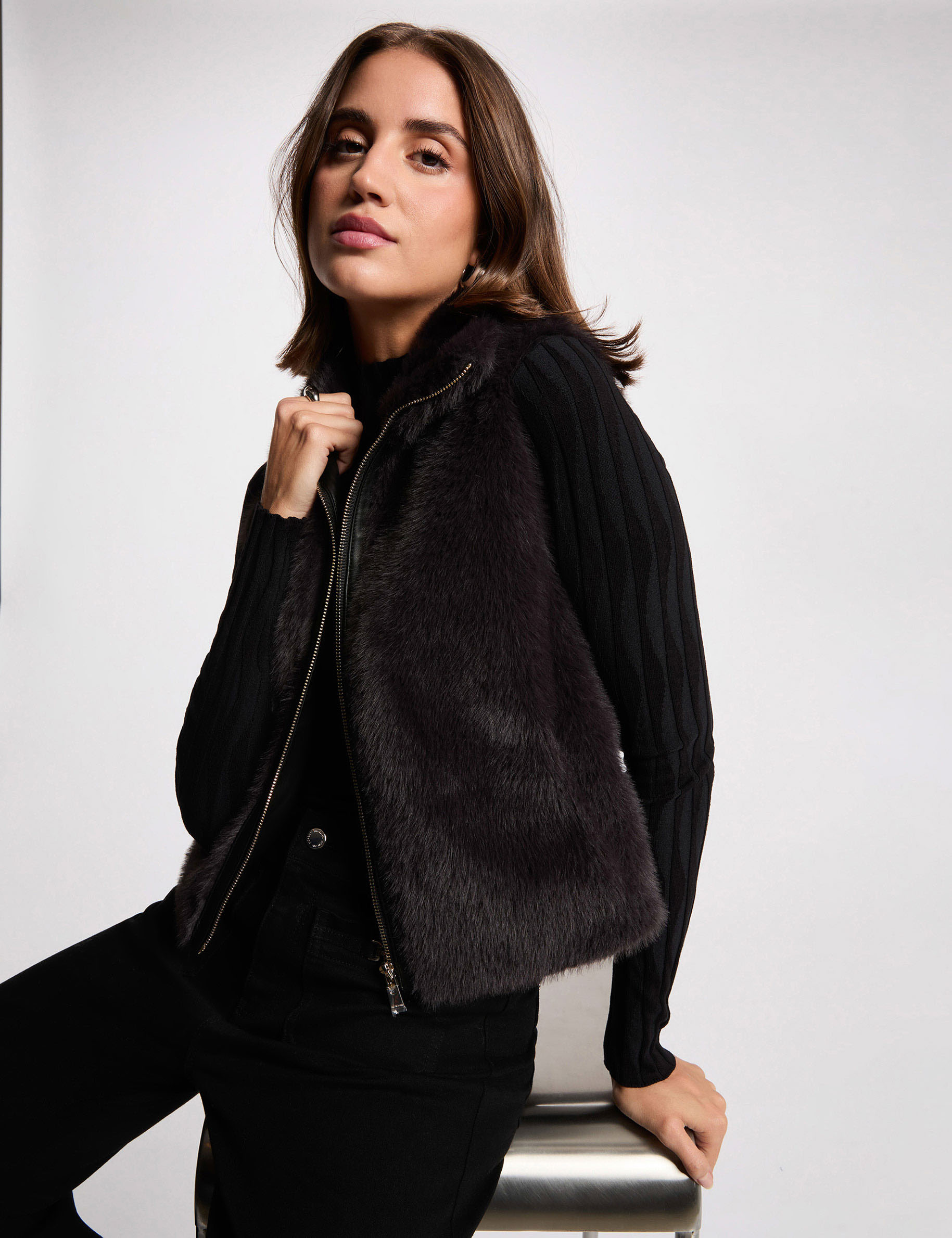 Veste sans manches noir femme
