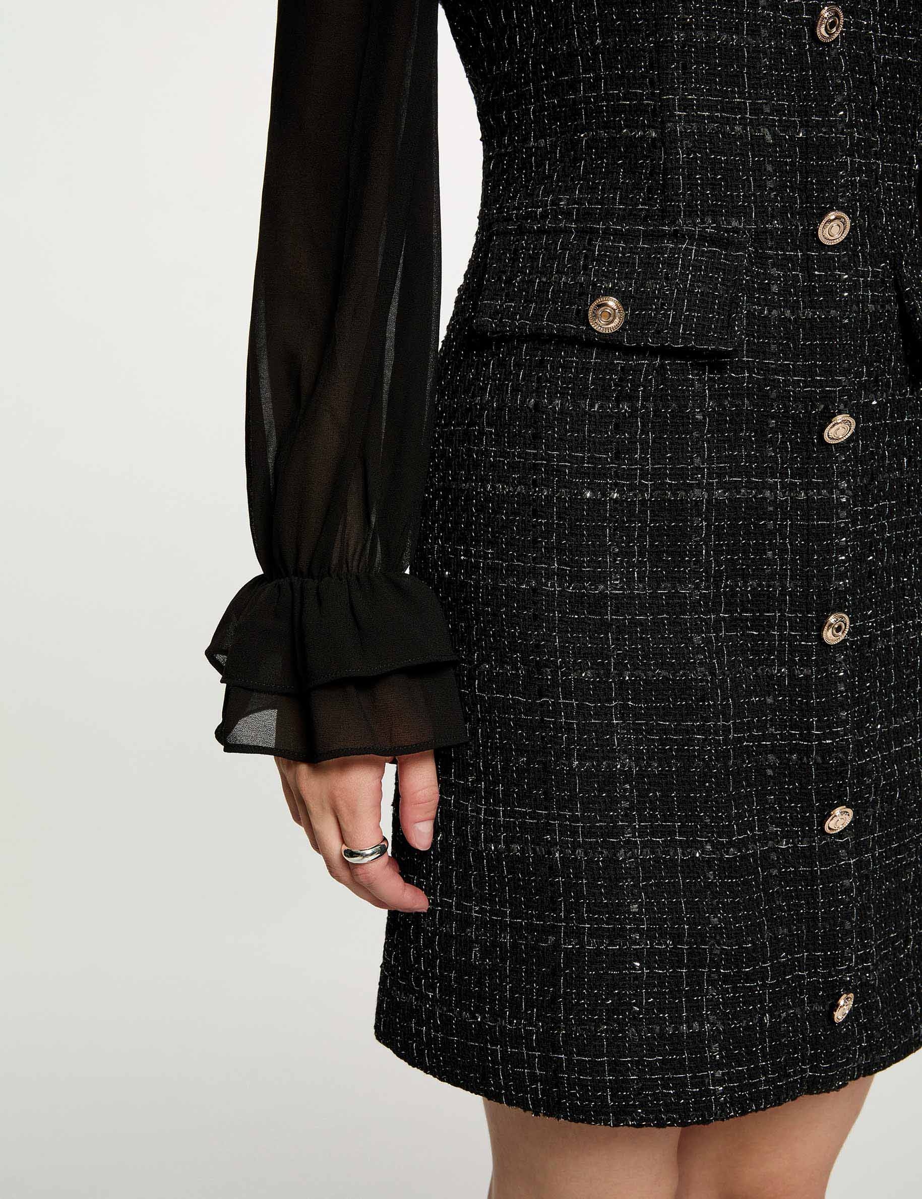 Kleid aus Tweed mit langen &Auml;rmeln schwarz damen