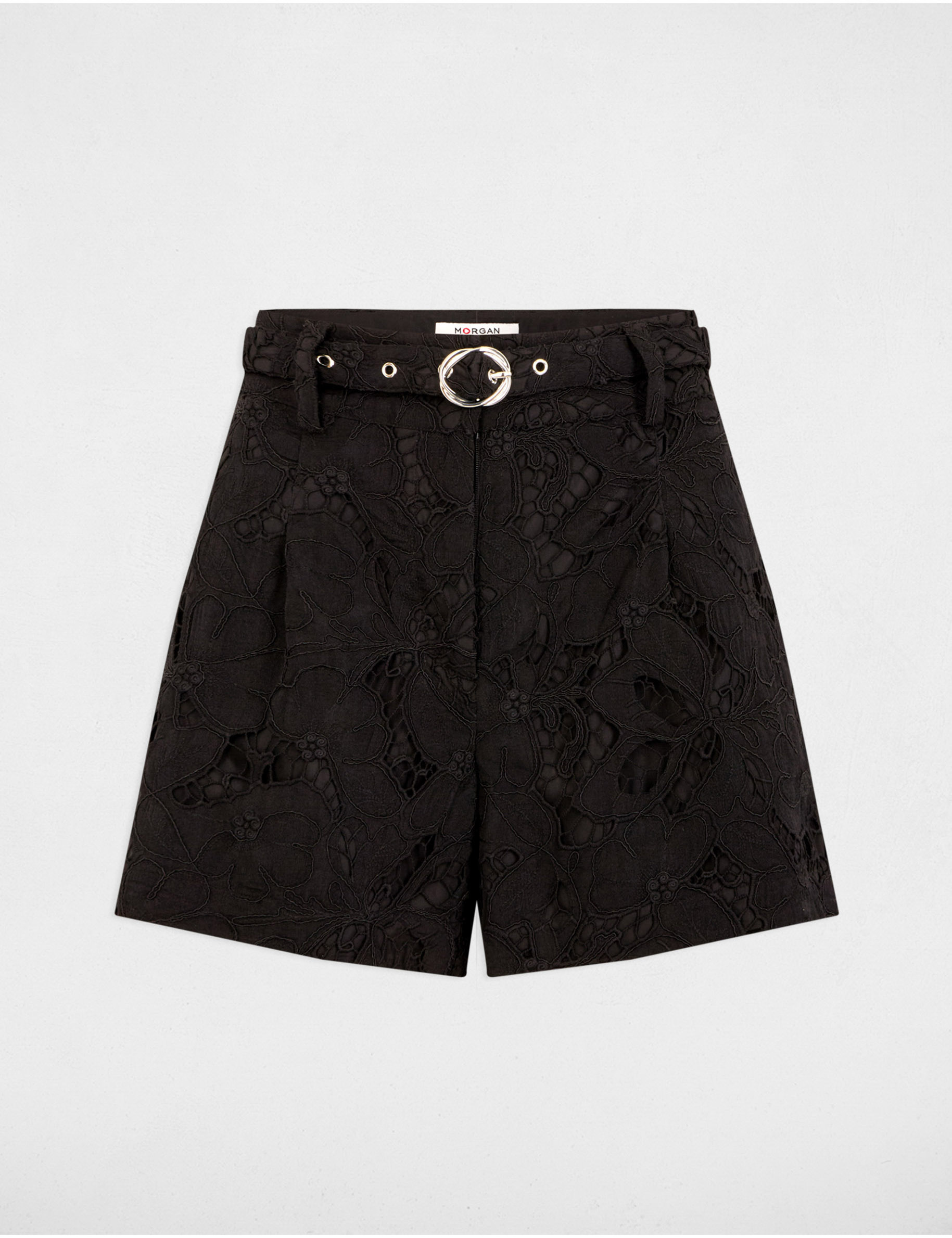Spitzenshorts mit hoher Taille schwarz damen