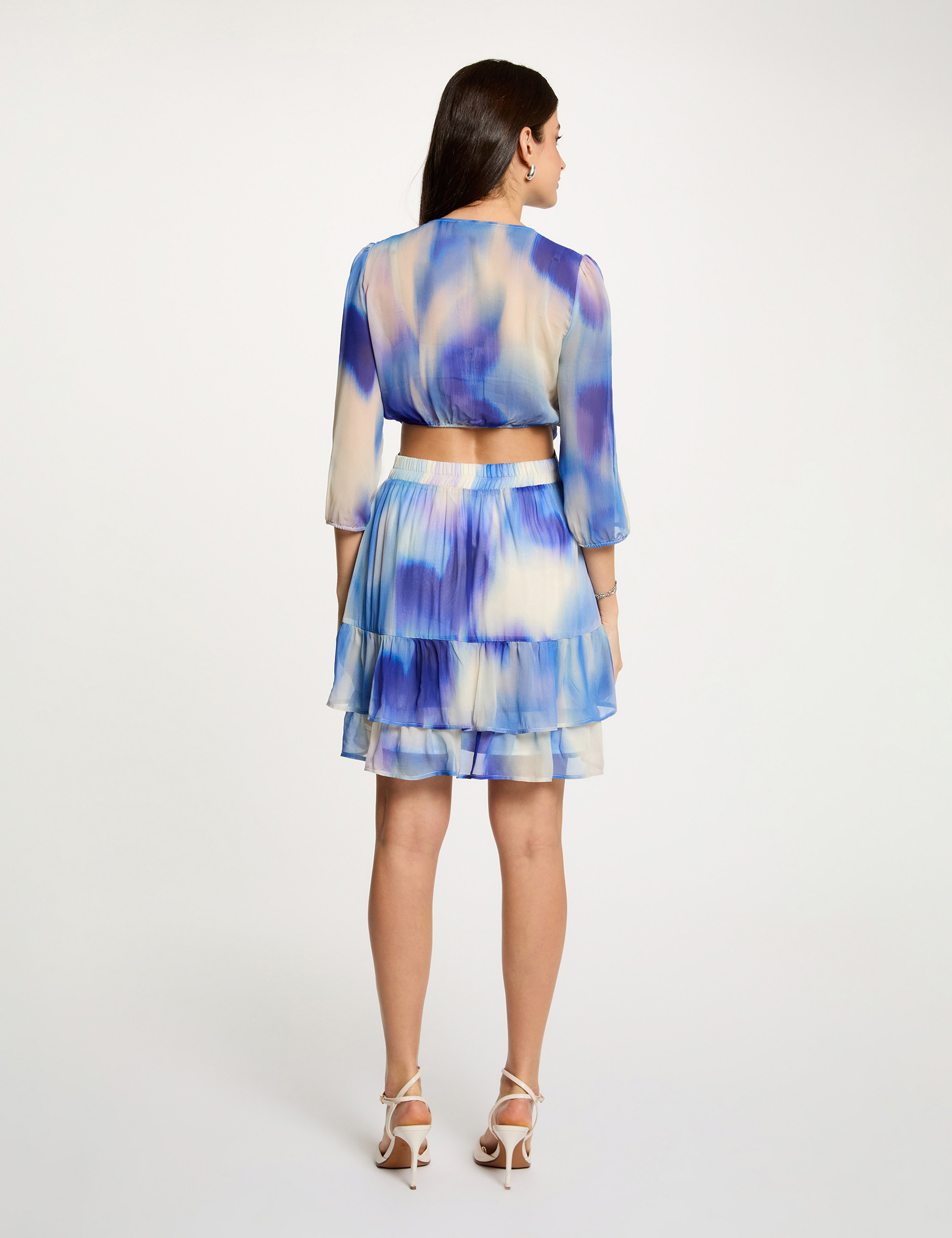 Robe courte ajust&eacute;e multicolore femme