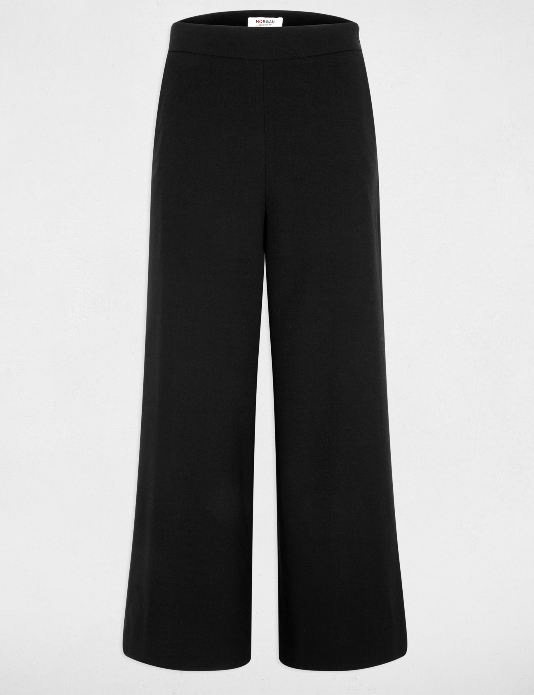 Pantacourt large taille haute noir femme