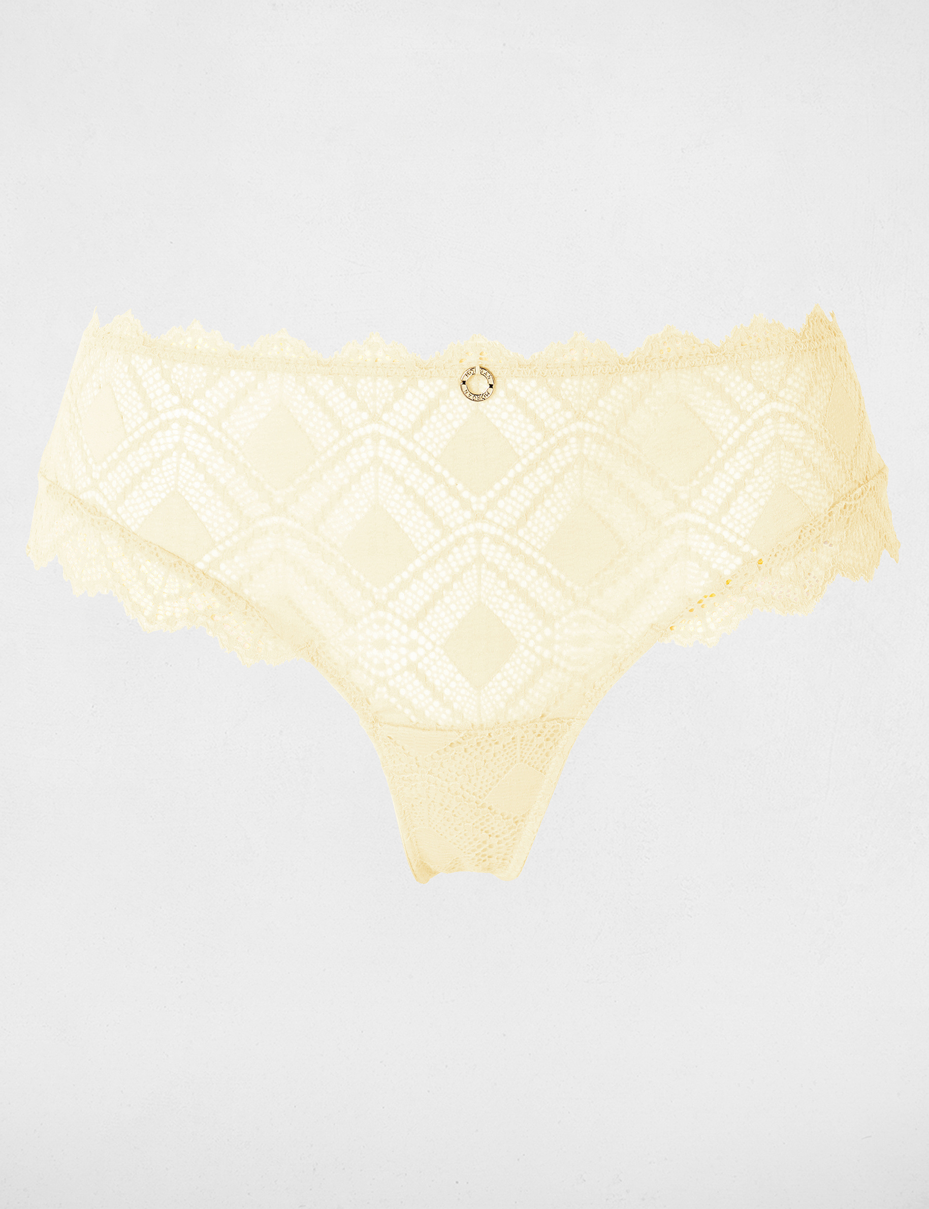 Shorty dentelle jaune femme