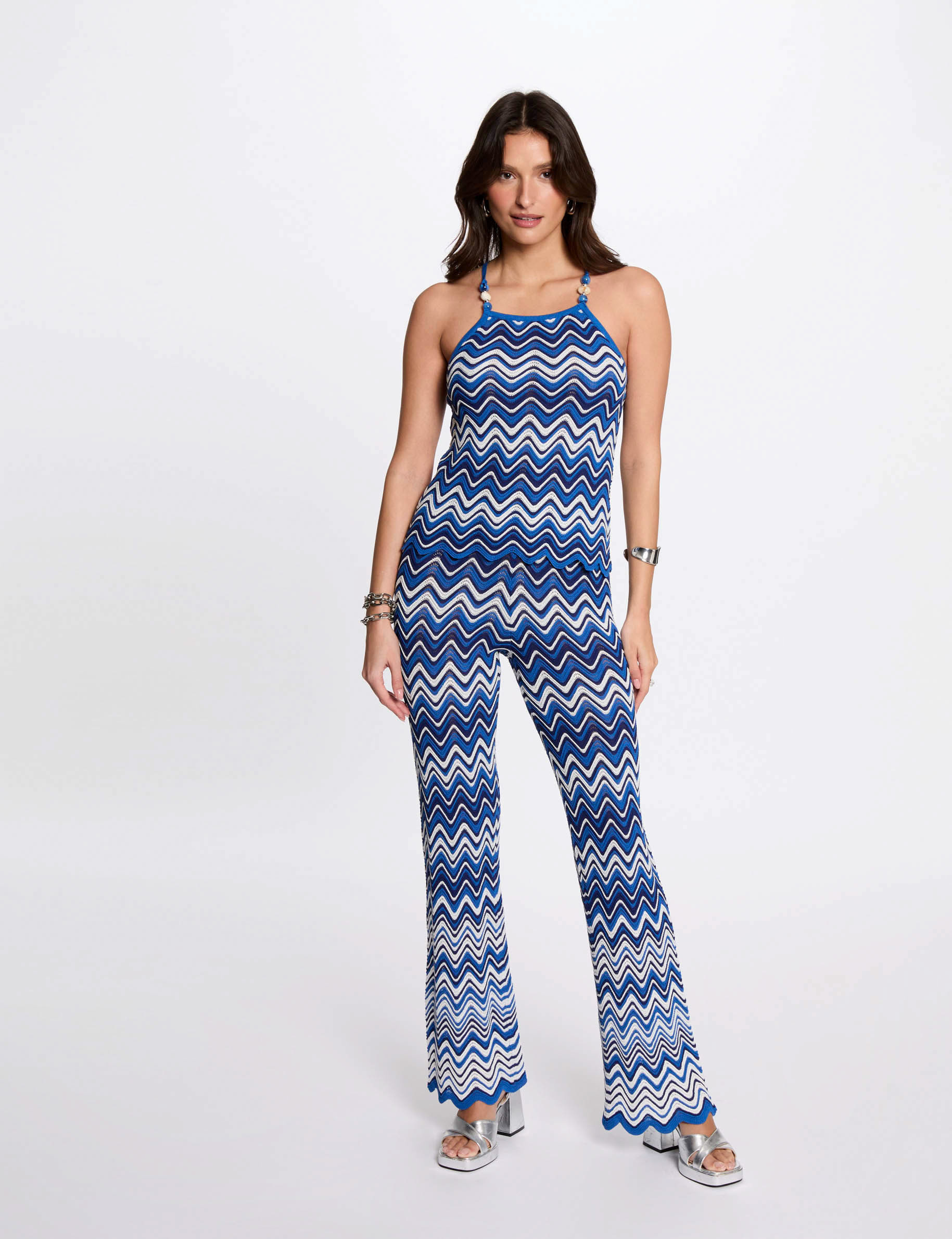 strickhose mit print elektrisch blau damen Strickhose mit Print elektrisch blau damen