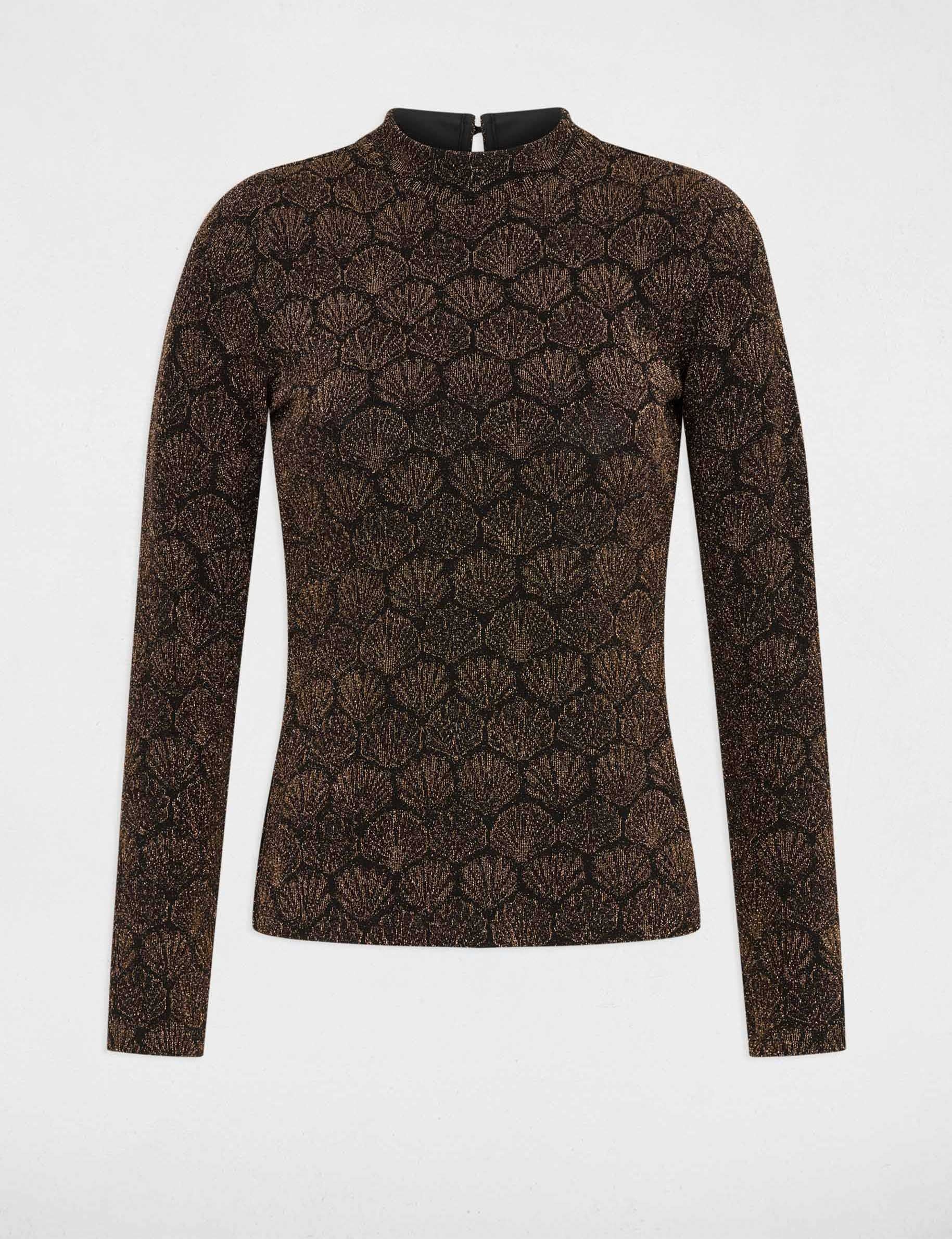 T-Shirt mit Stehkragen bronze farbe damen