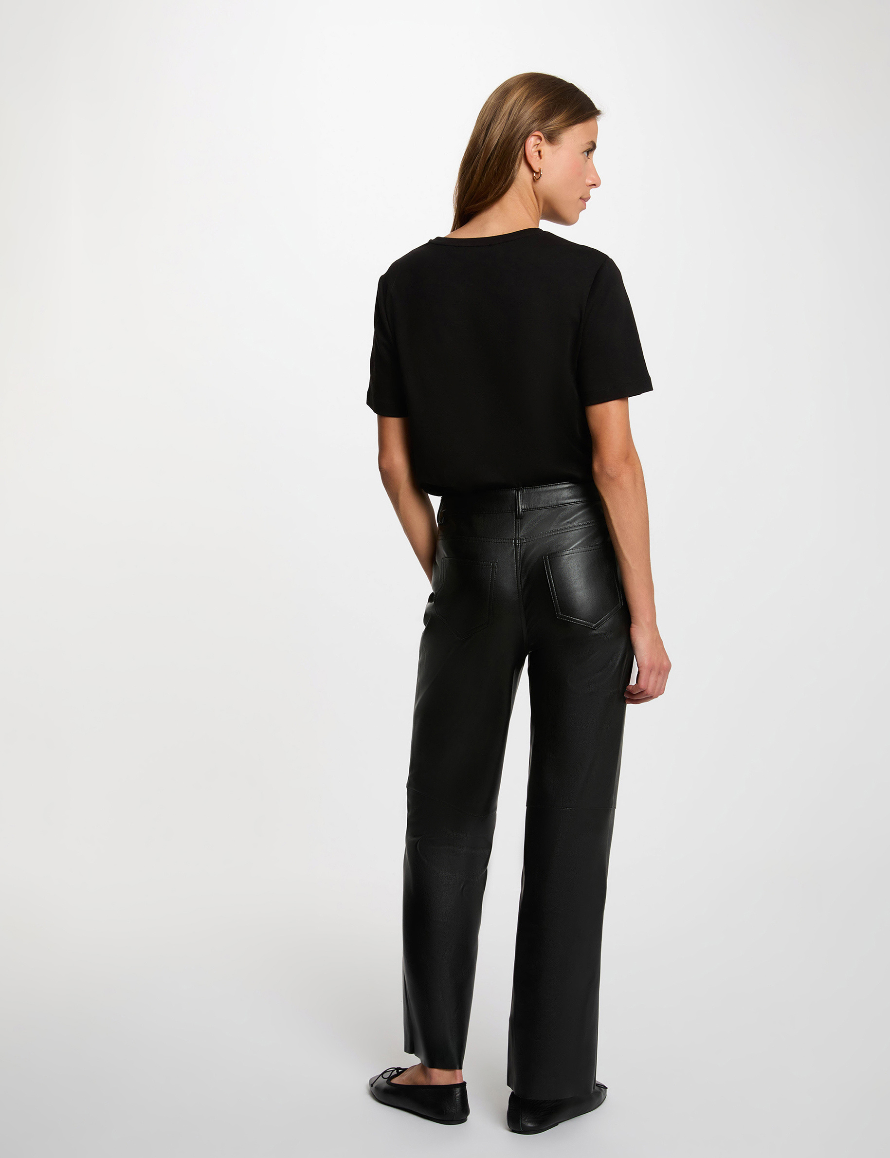 T-Shirt mit Rundhalsausschnitt schwarz damen