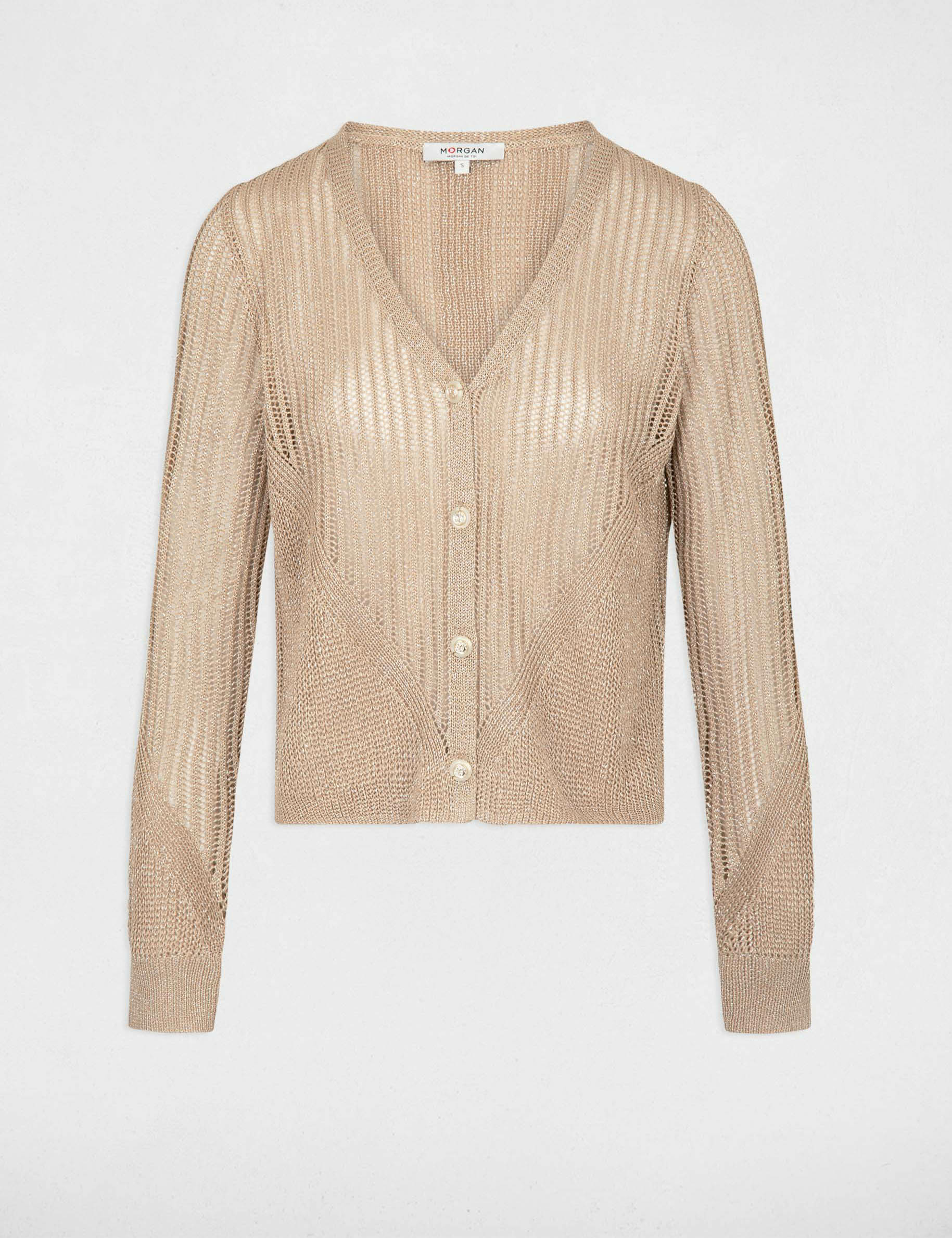 Gilet manches longues ajoure dore femme Morgan Suisse