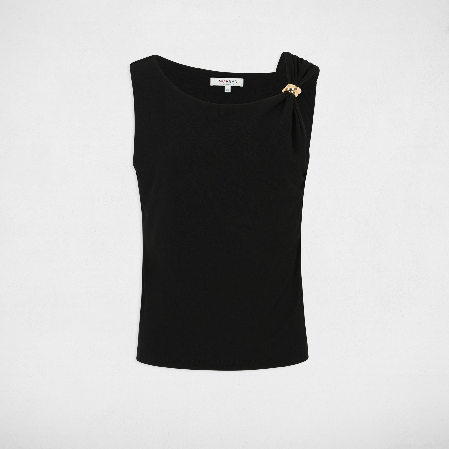 Asymmetrisches T-Shirt mit Schmuck schwarz damen