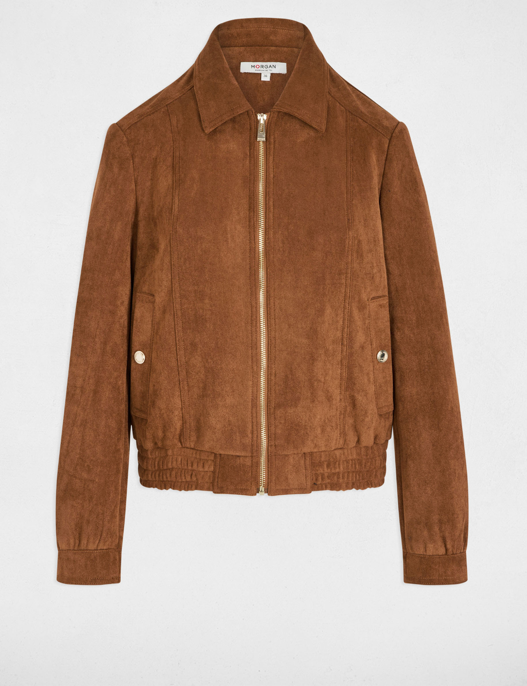 Blouson suédine marron cognac femme