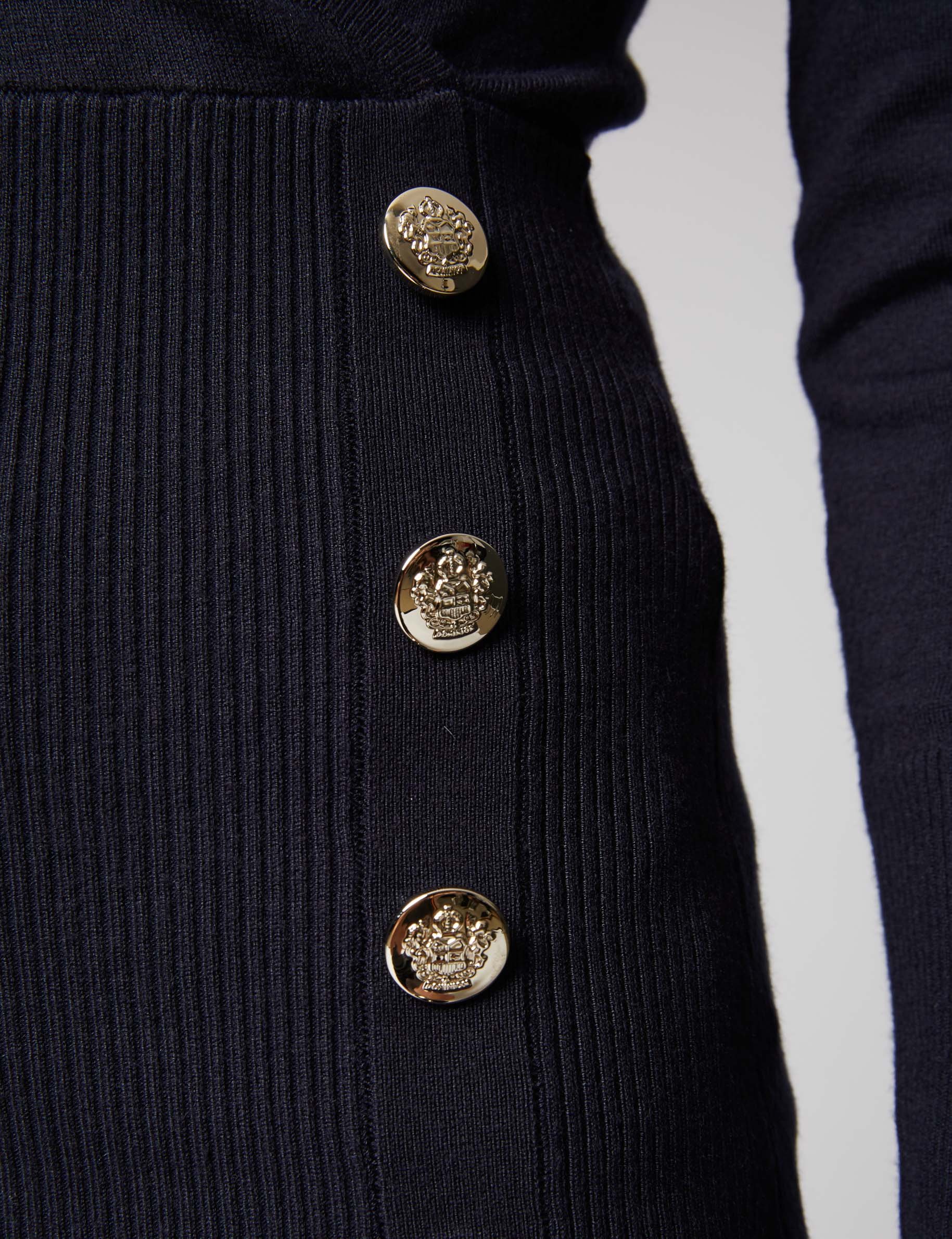 Pull manches longues &agrave; col effet crois&eacute; marine femme