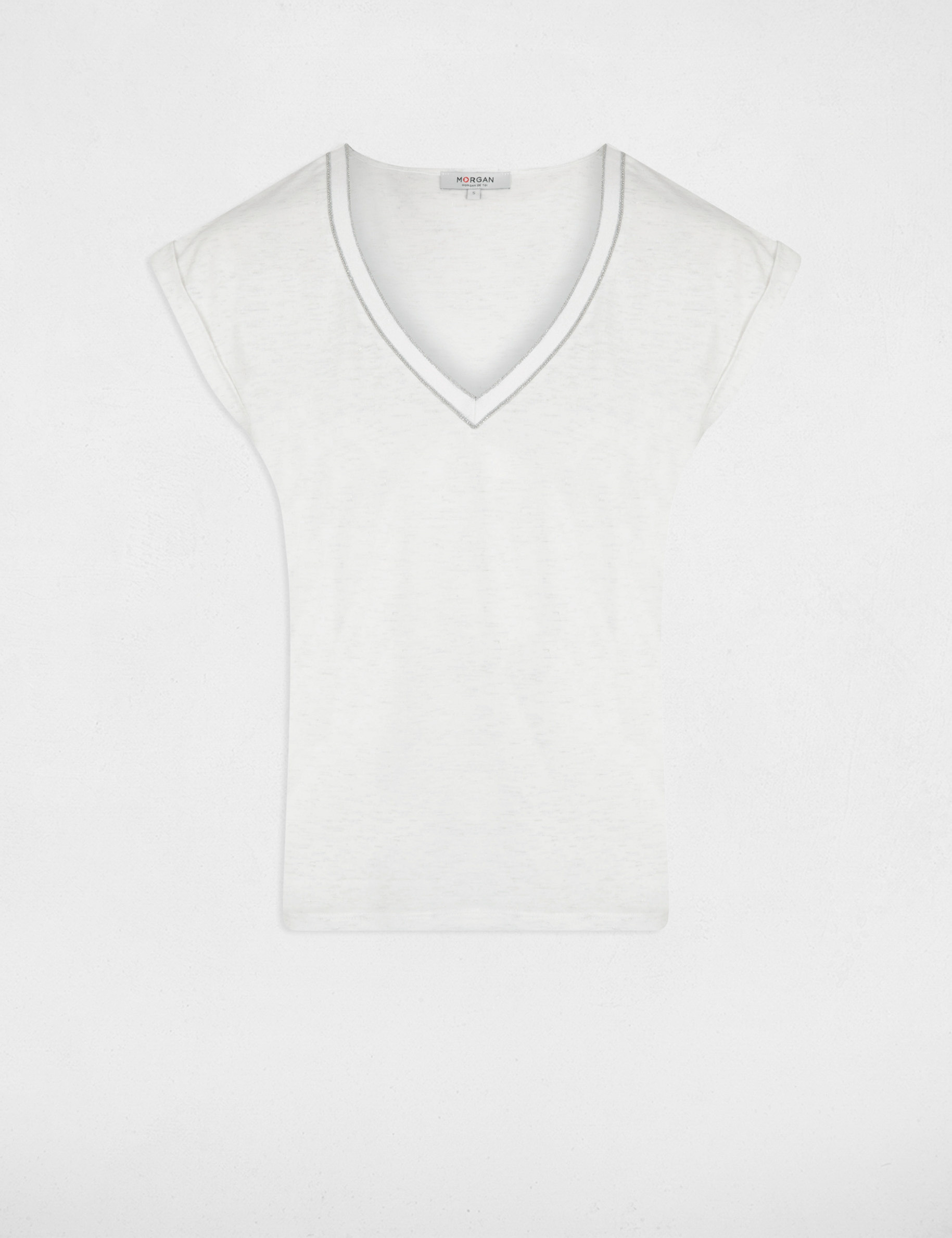 Kurzarm-T-Shirt elfenbein damen