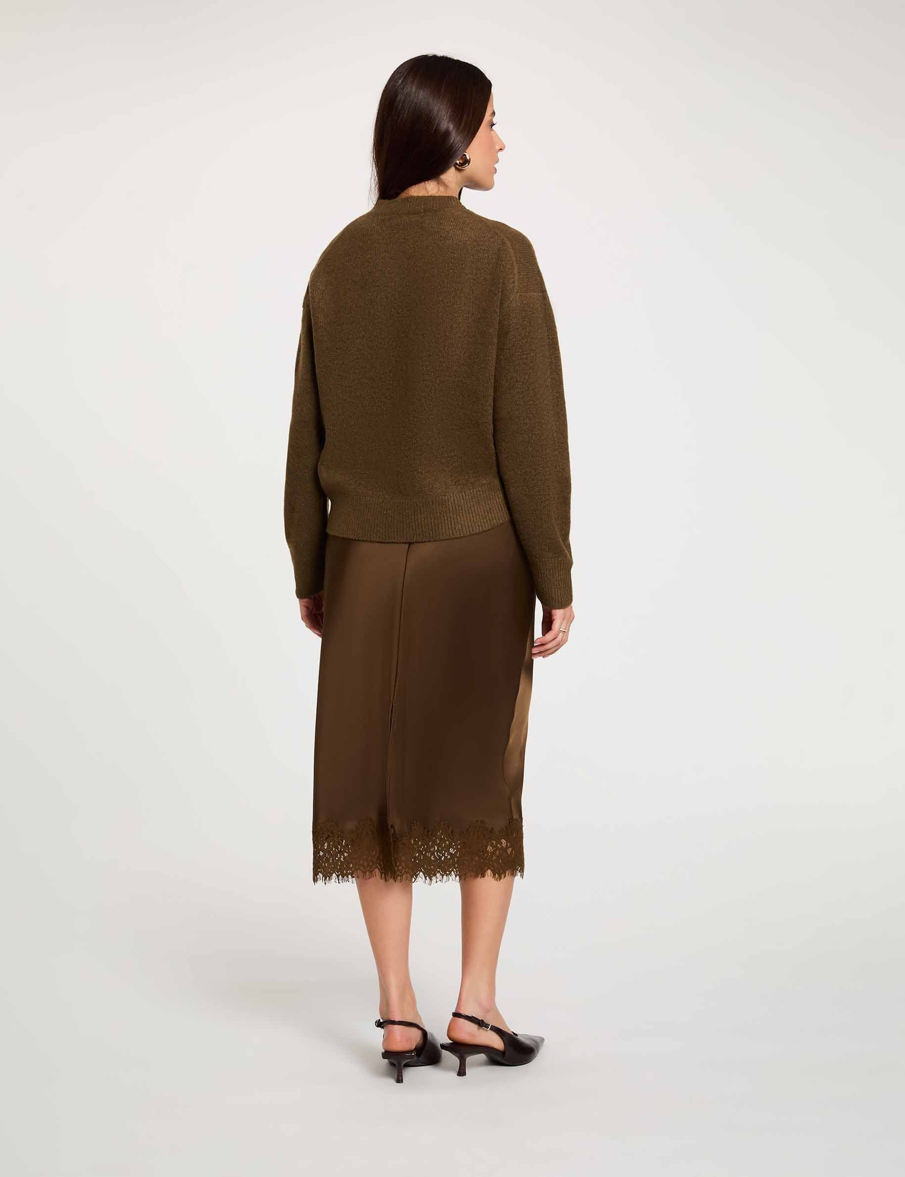 Dicker Pullover mit Rundhalsausschnitt khakigr&uuml;n damen