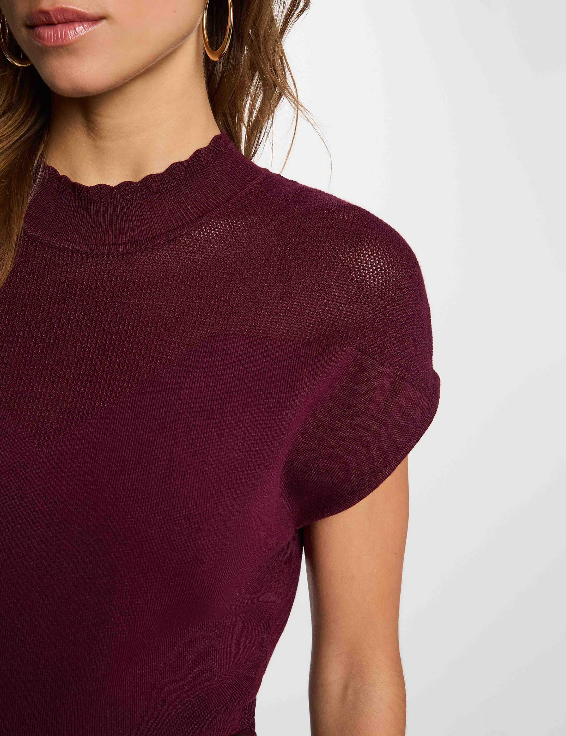 Strickkleid mit kurzen &Auml;rmeln pflaume damen
