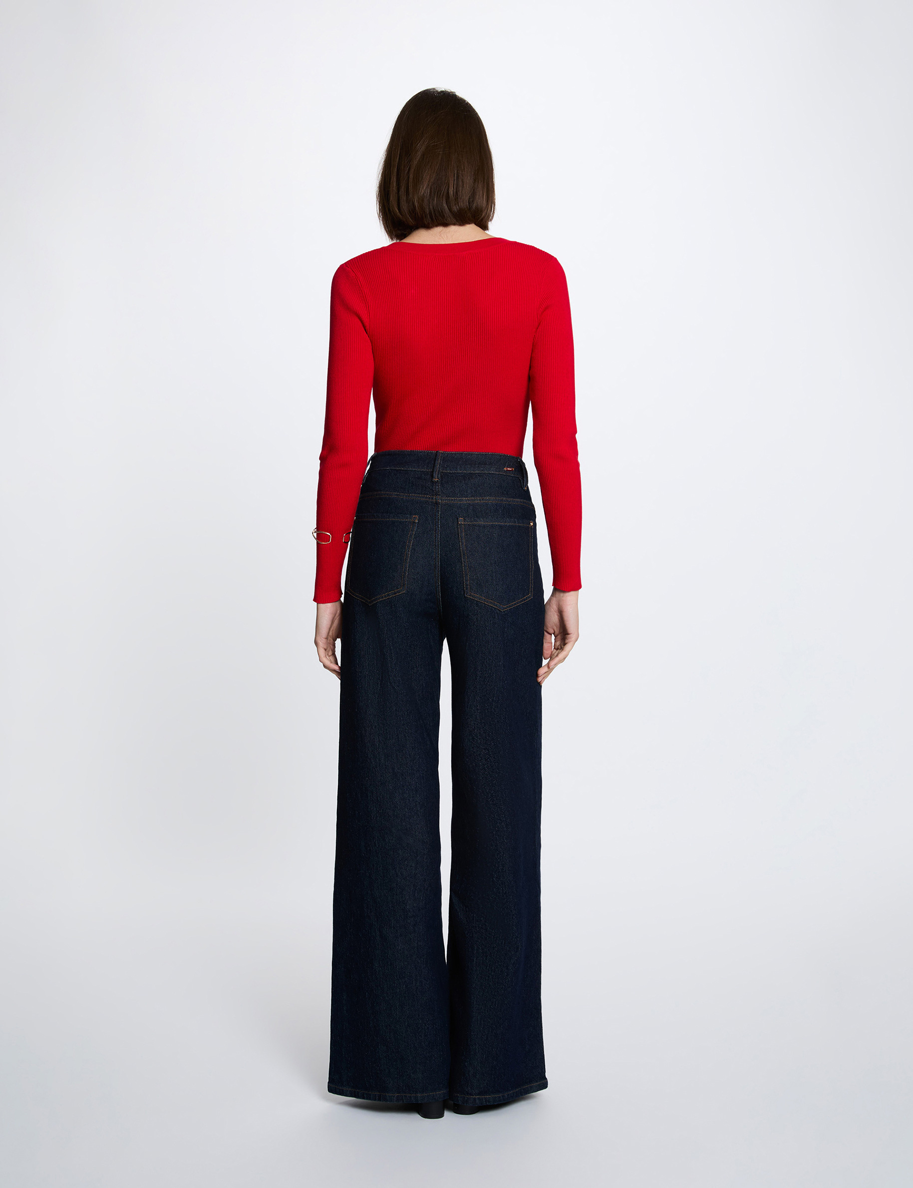 Pullover mit V-Ausschnitt rot damen