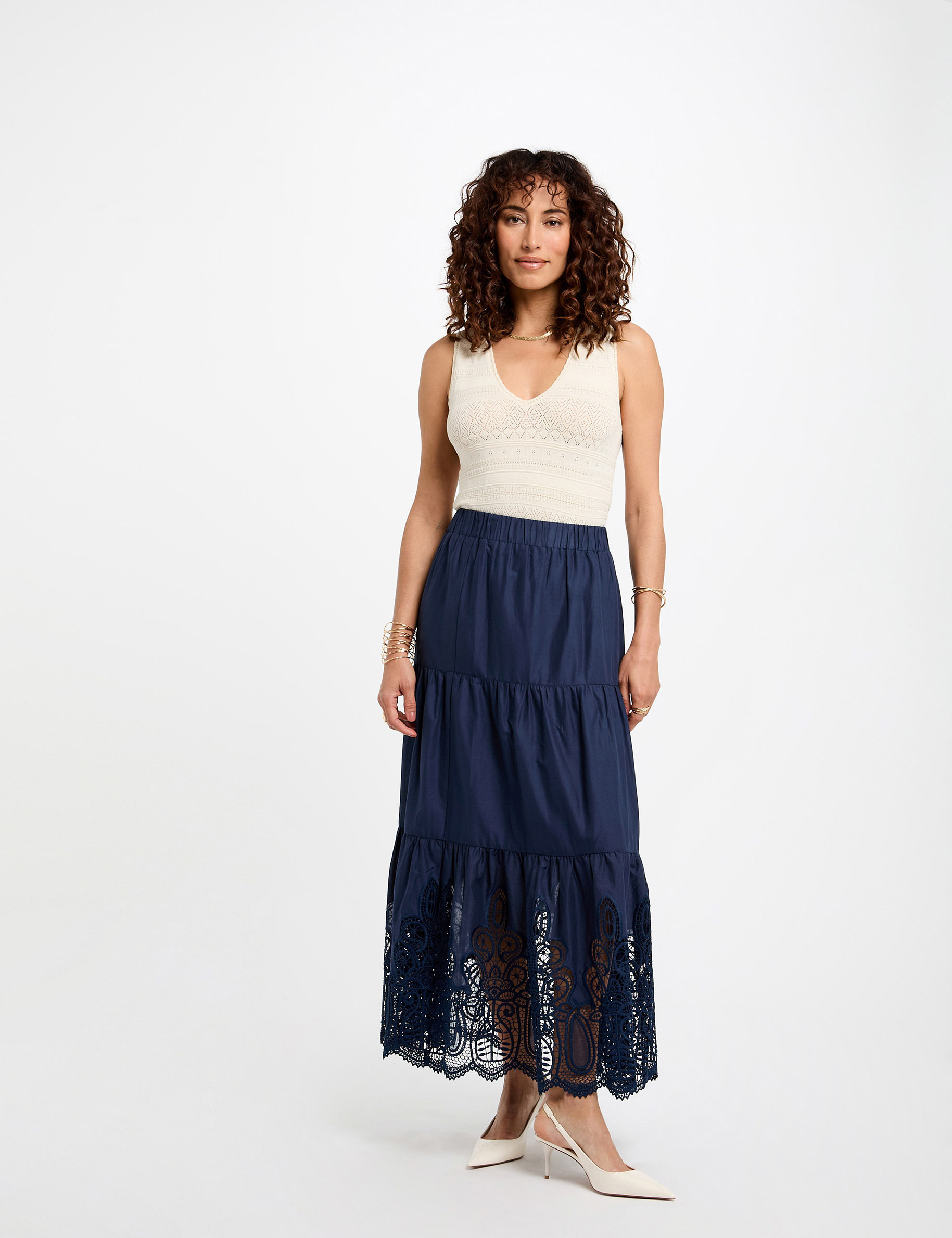 mesh top mit v kragen elfenbein damen Mesh-Top mit V-Kragen elfenbein damen