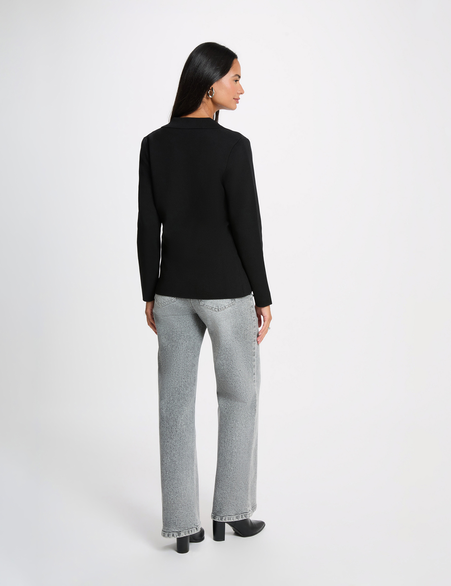Taillierte Jacke mit Reverskragen schwarz damen