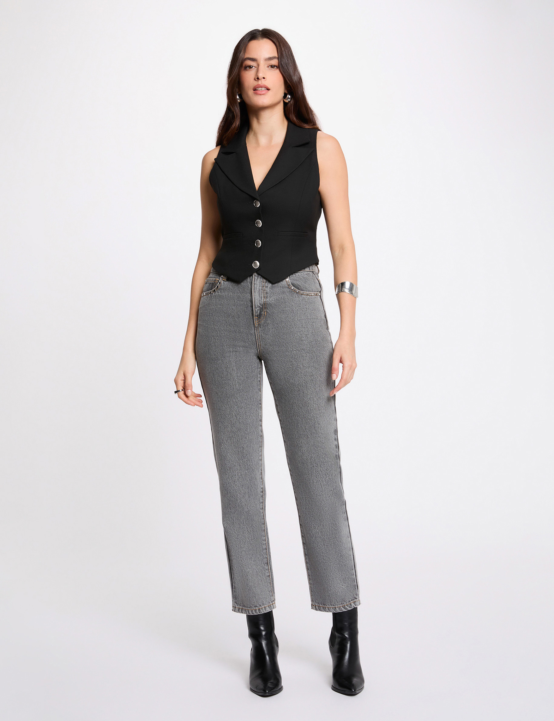 Gilet sans manches ajust&eacute; noir femme