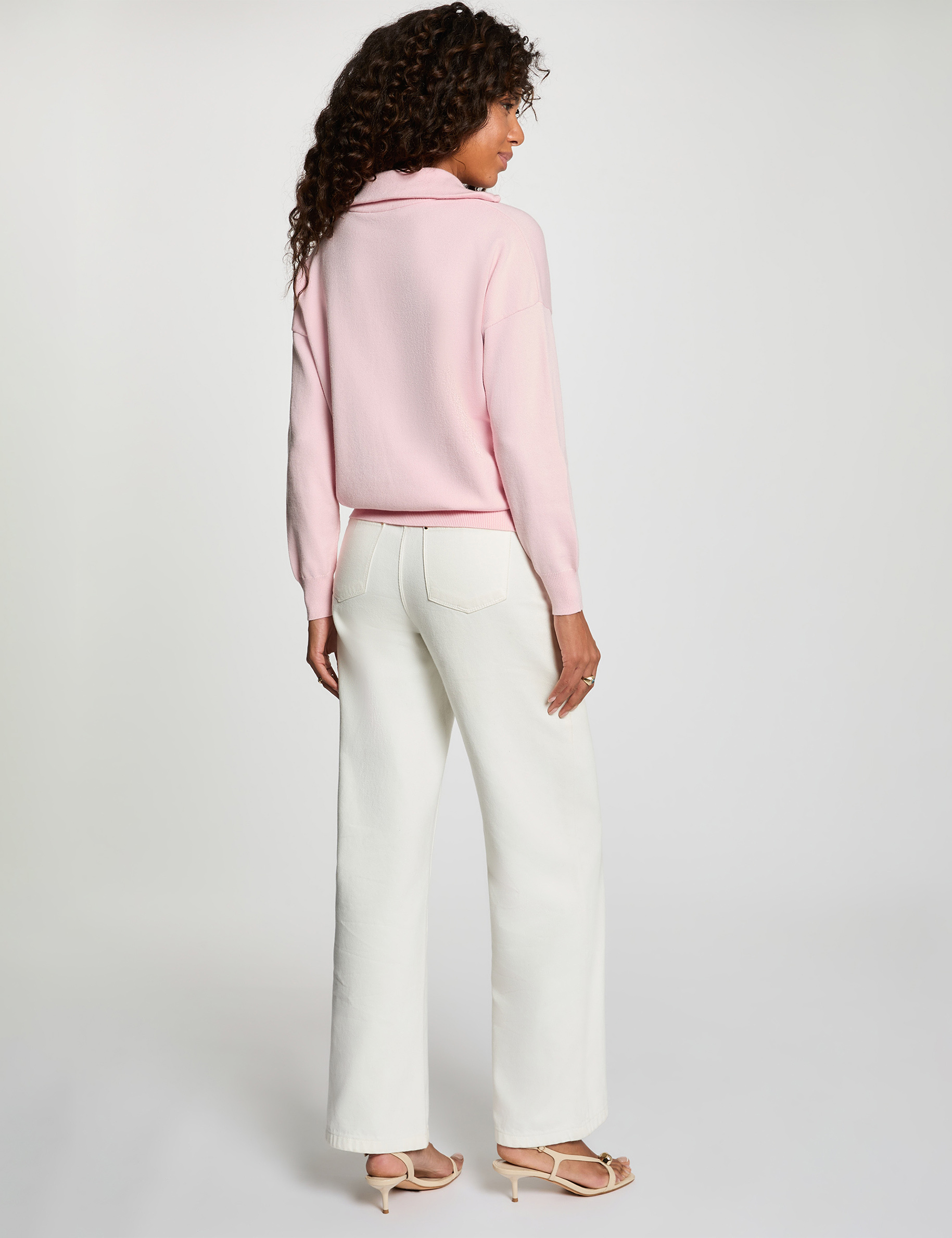 Pullover mit Truckerkragen pastellrosa damen