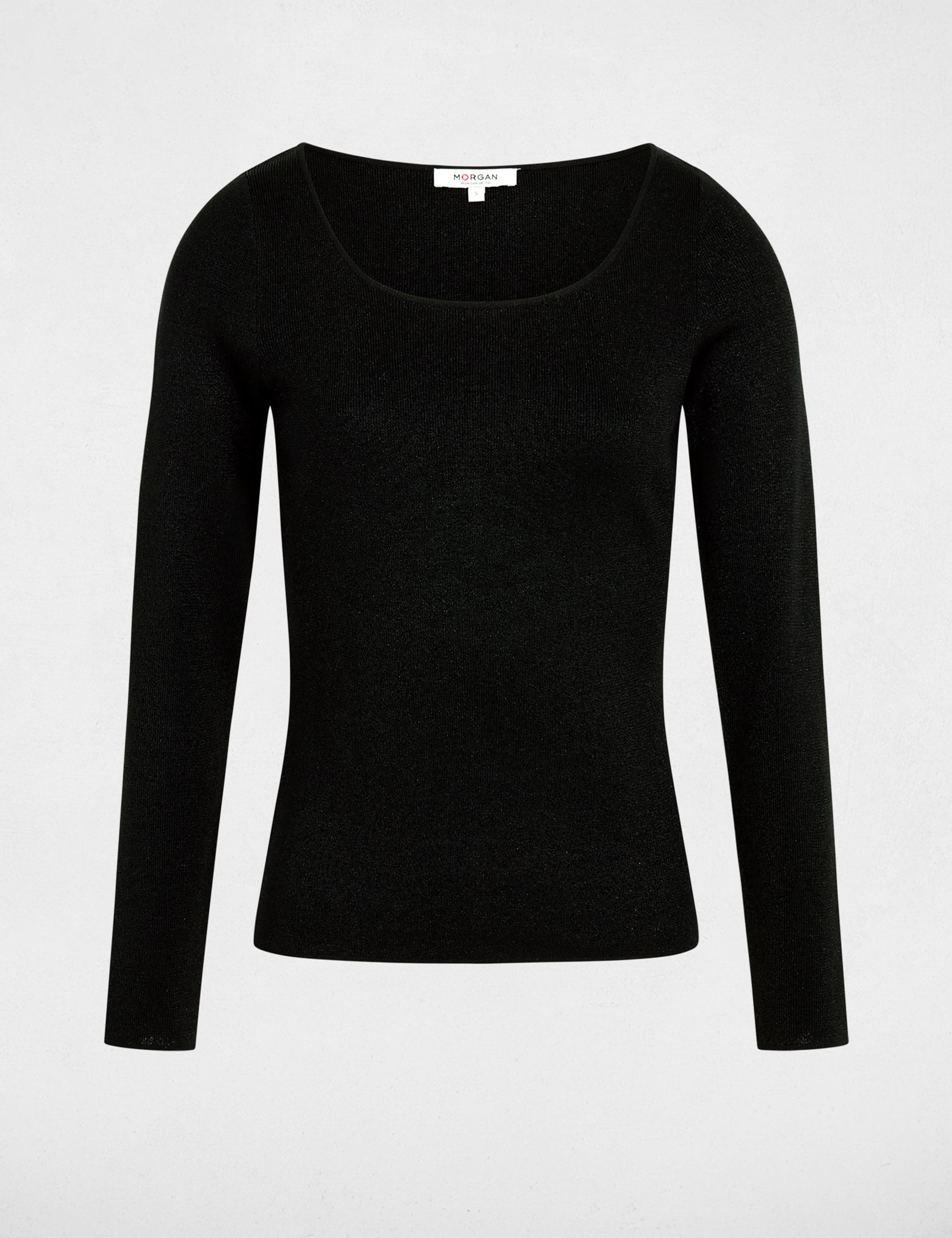 Pull cintr&eacute; col u noir femme