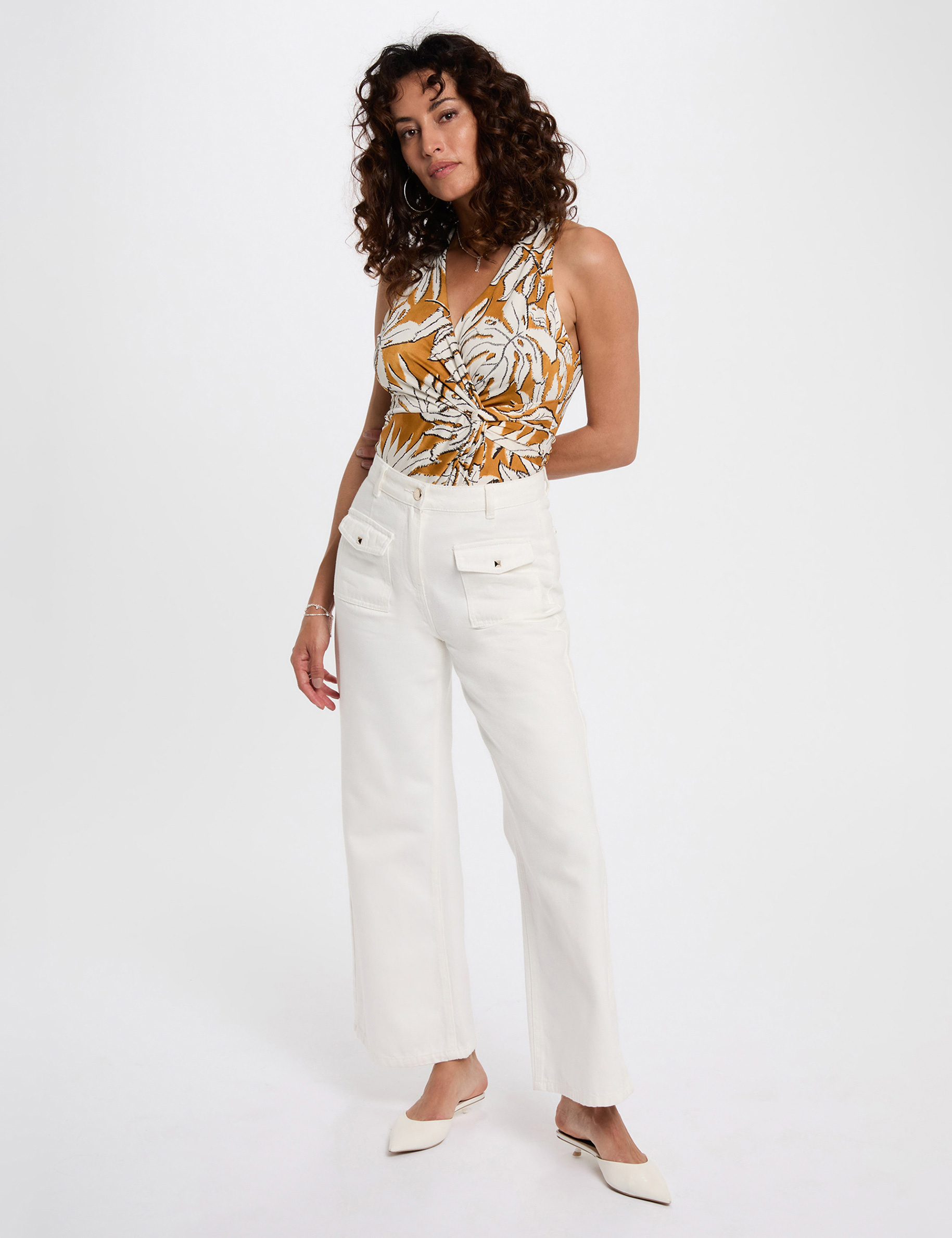 satin top mit v ausschnitt senfgelb damen Satin-Top mit V-Ausschnitt senfgelb damen