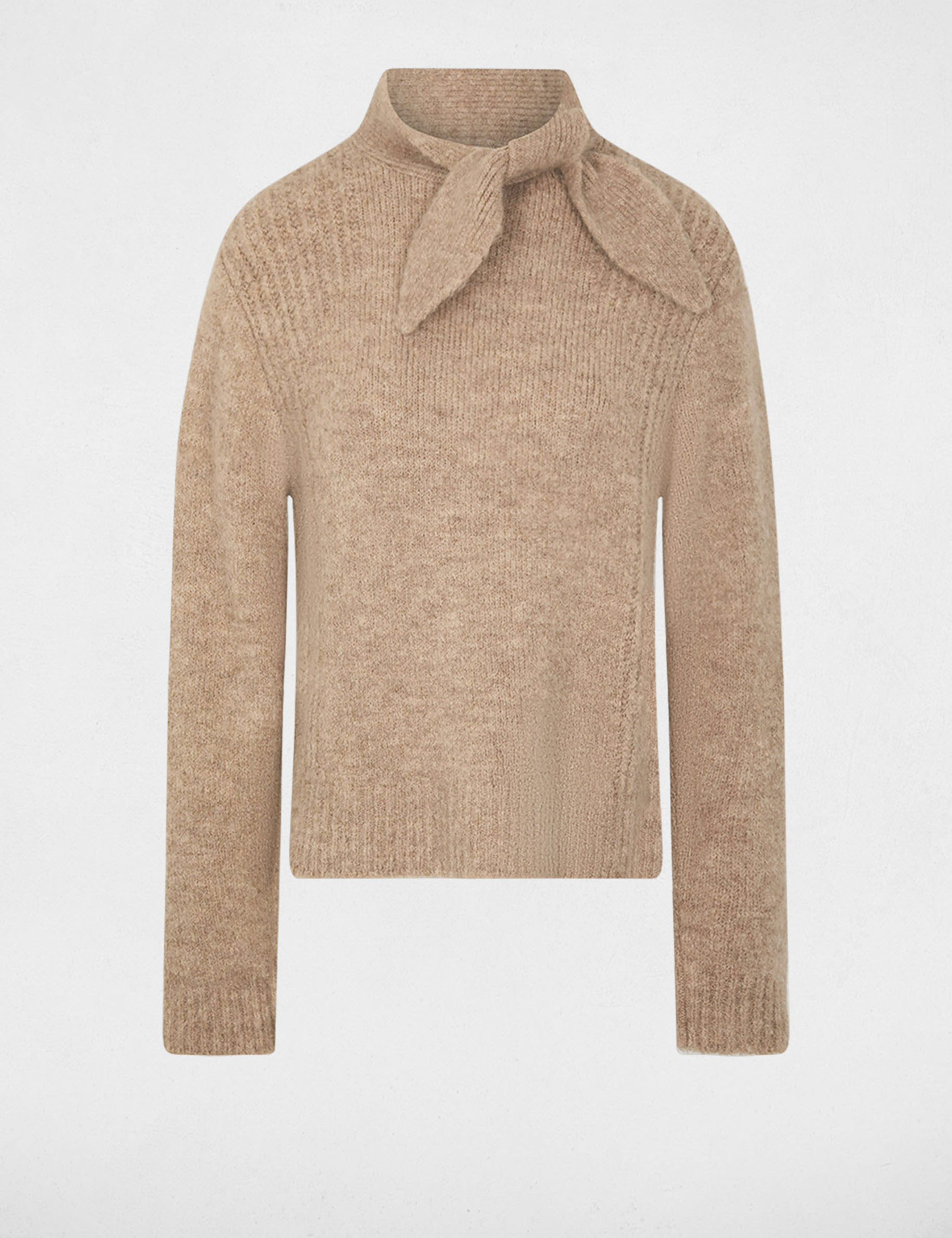 Pull col montant beige moyen femme