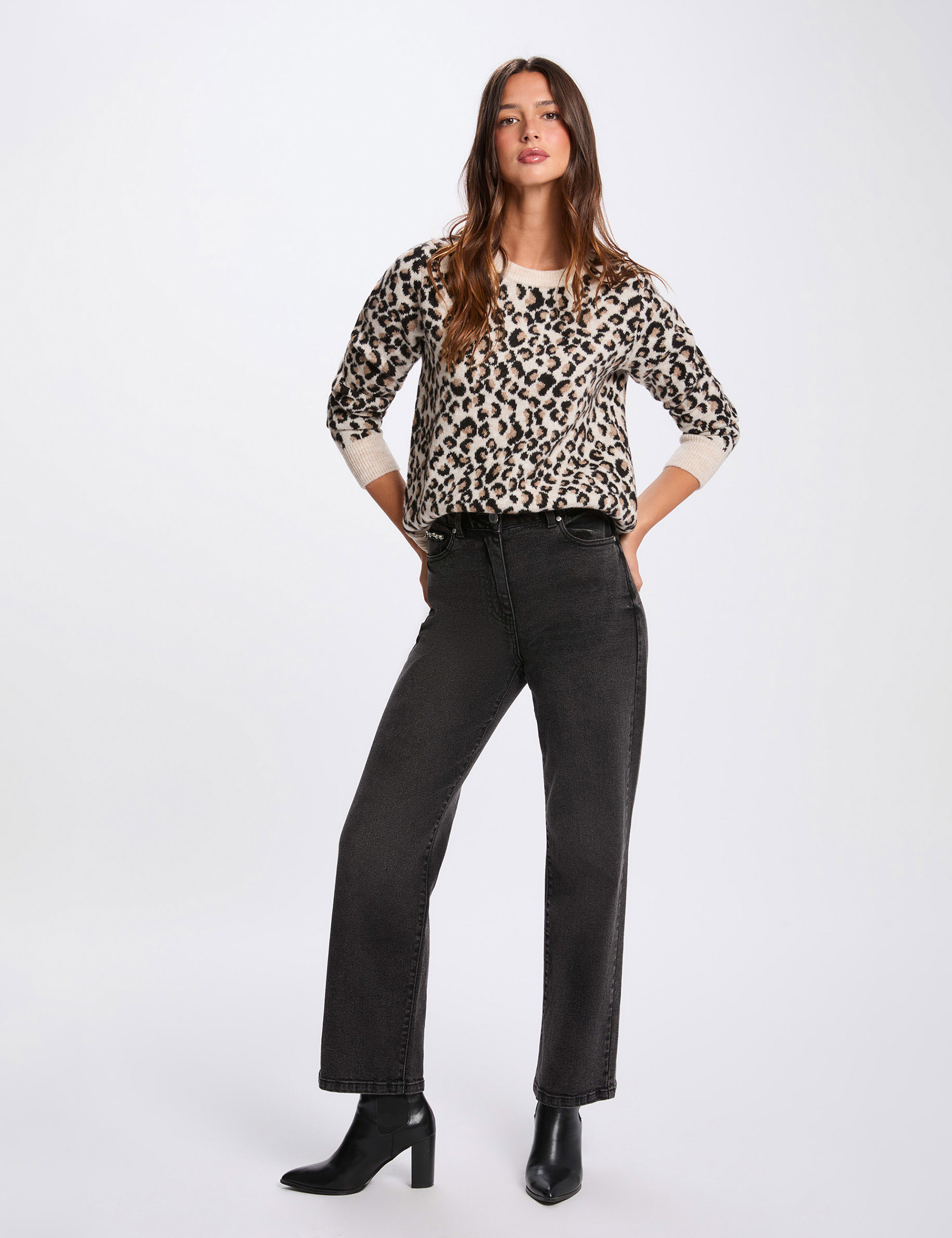 Dicker Pullover mit Rundhalsausschnitt mehrfarbig damen