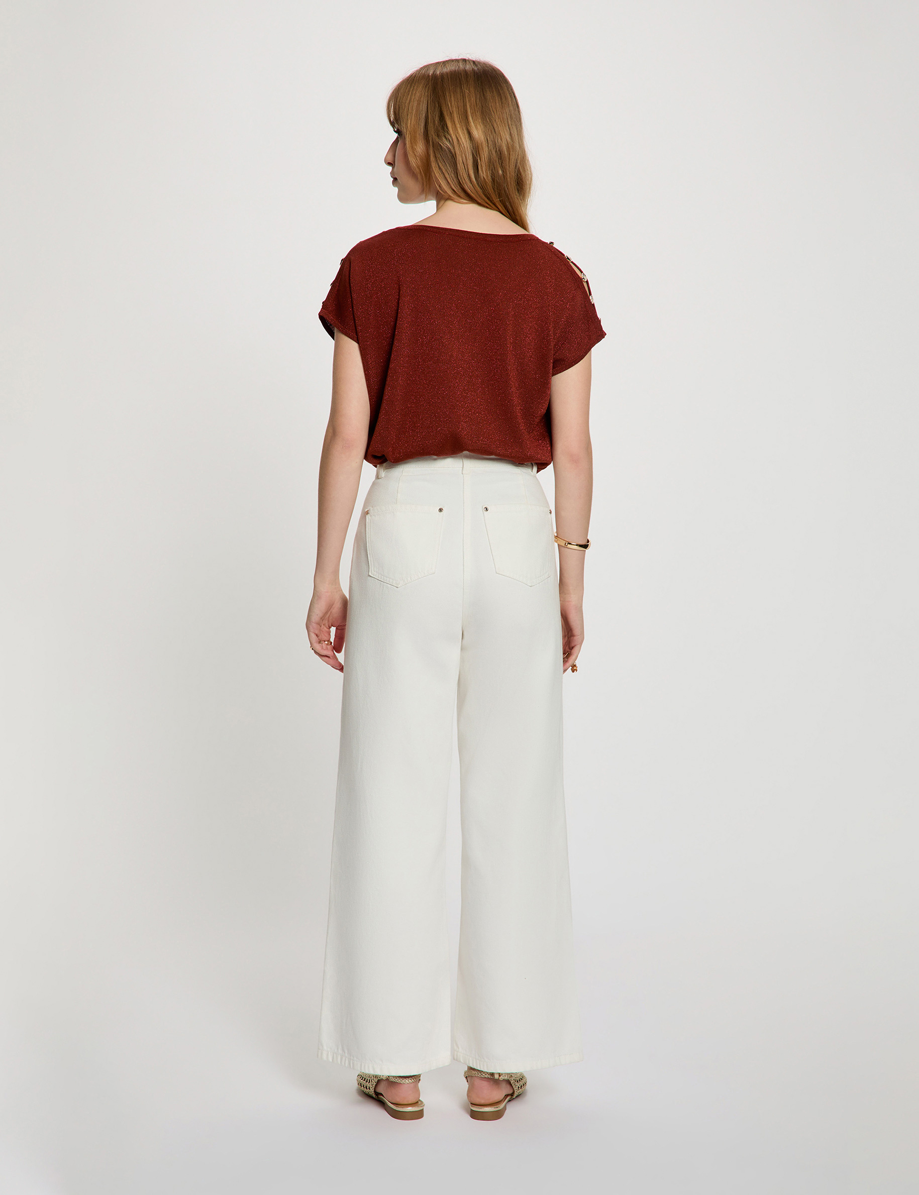 Oversize-Pullover mit V-Ausschnitt cognacbraun damen