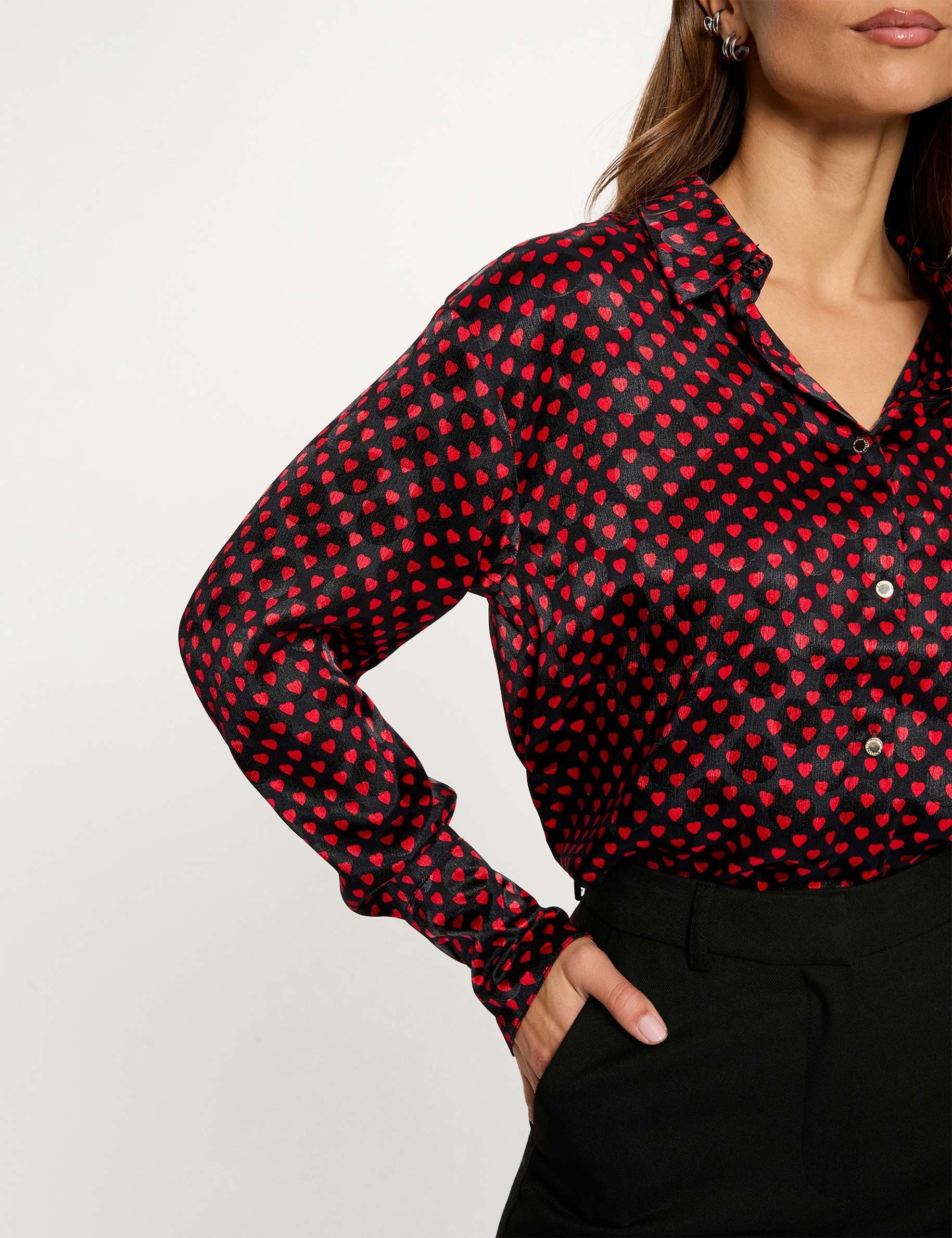 Chemise col &agrave; revers multicolore femme