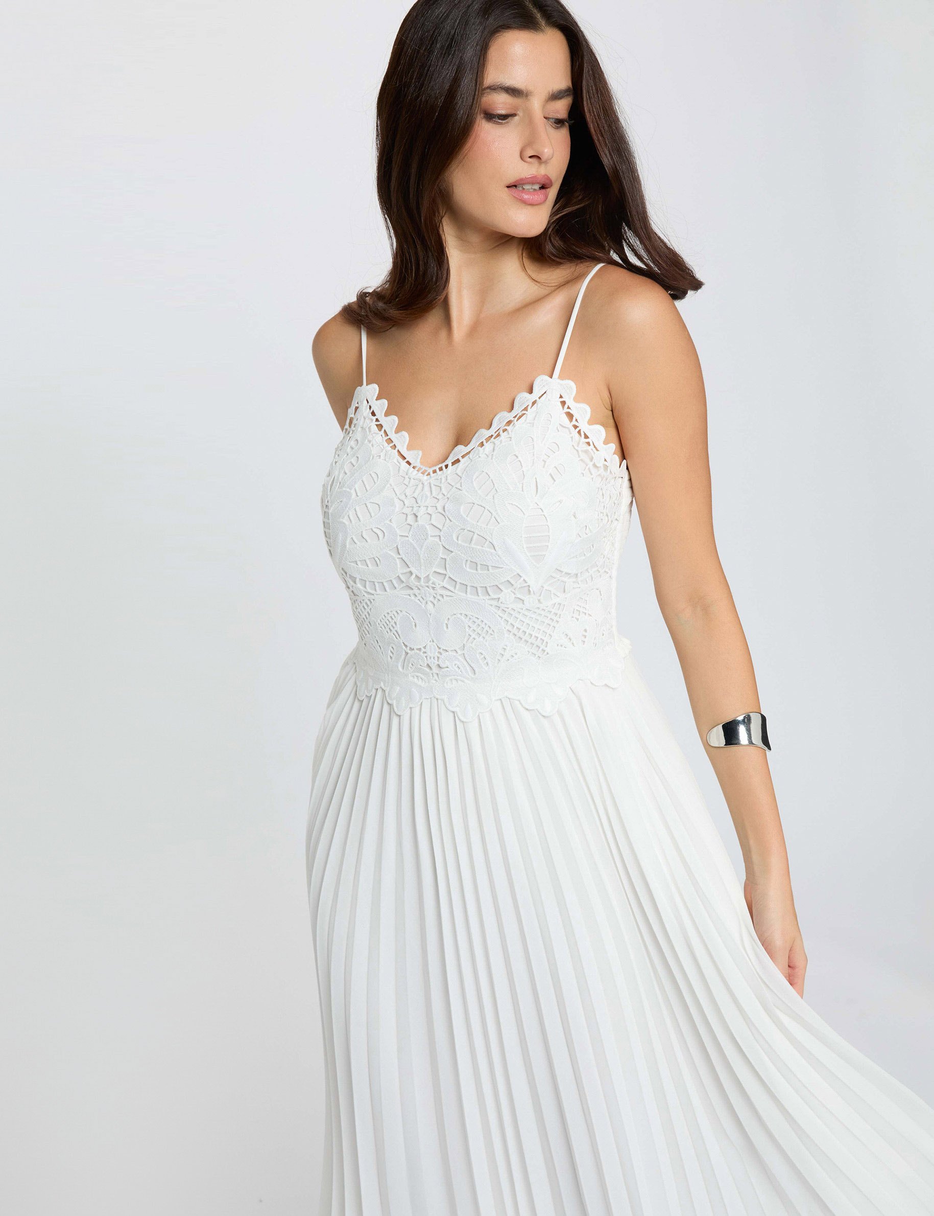 Robe longue dentelle blanc femme