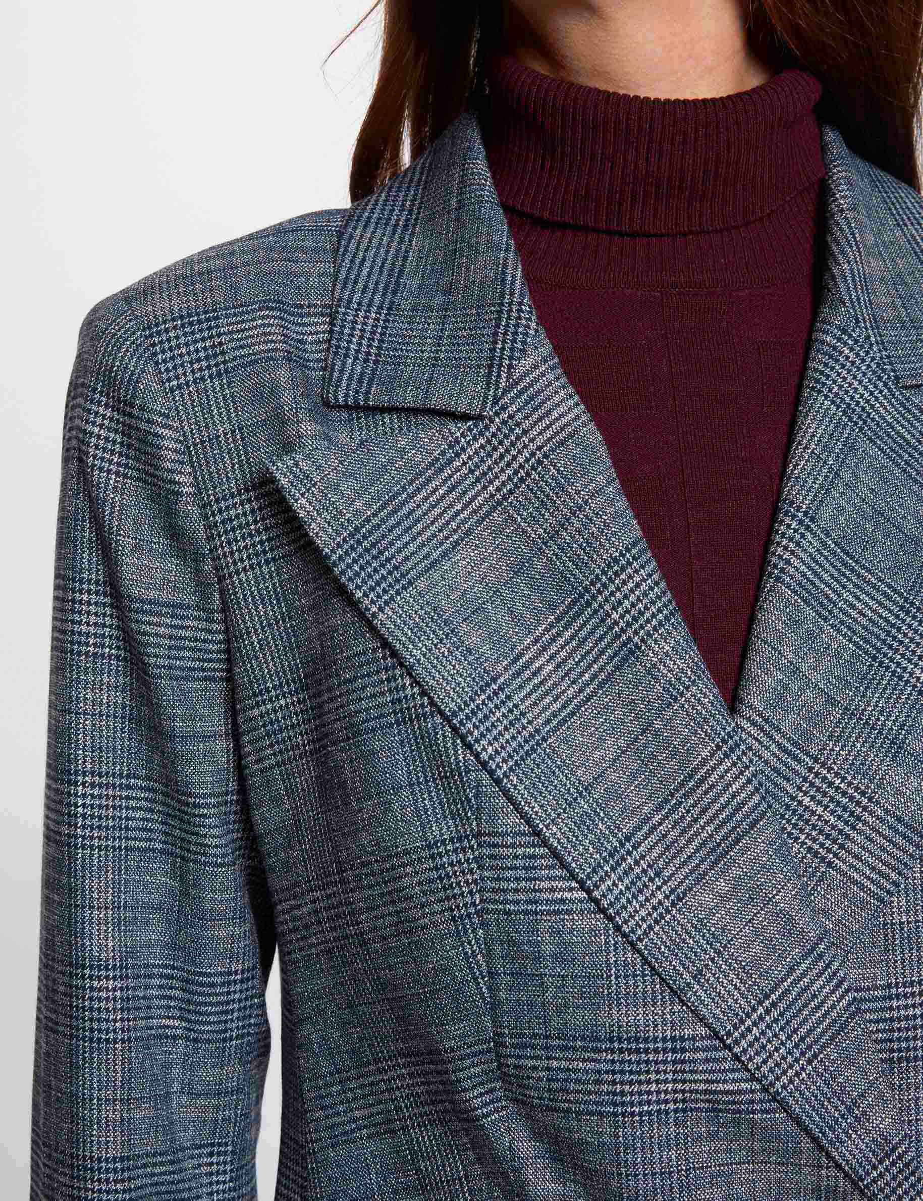 kurze jacke mit karomuster marineblau damen Kurze Jacke mit Karomuster marineblau damen