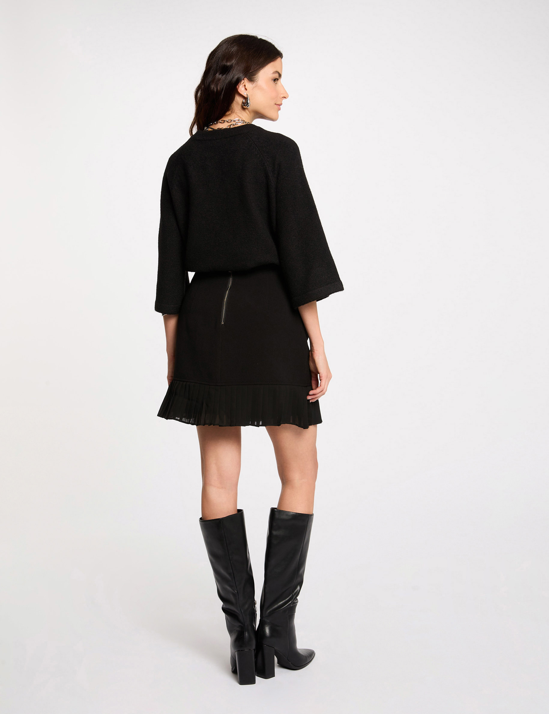 jupe courte avec franges noir femme Jupe courte avec franges noir femme