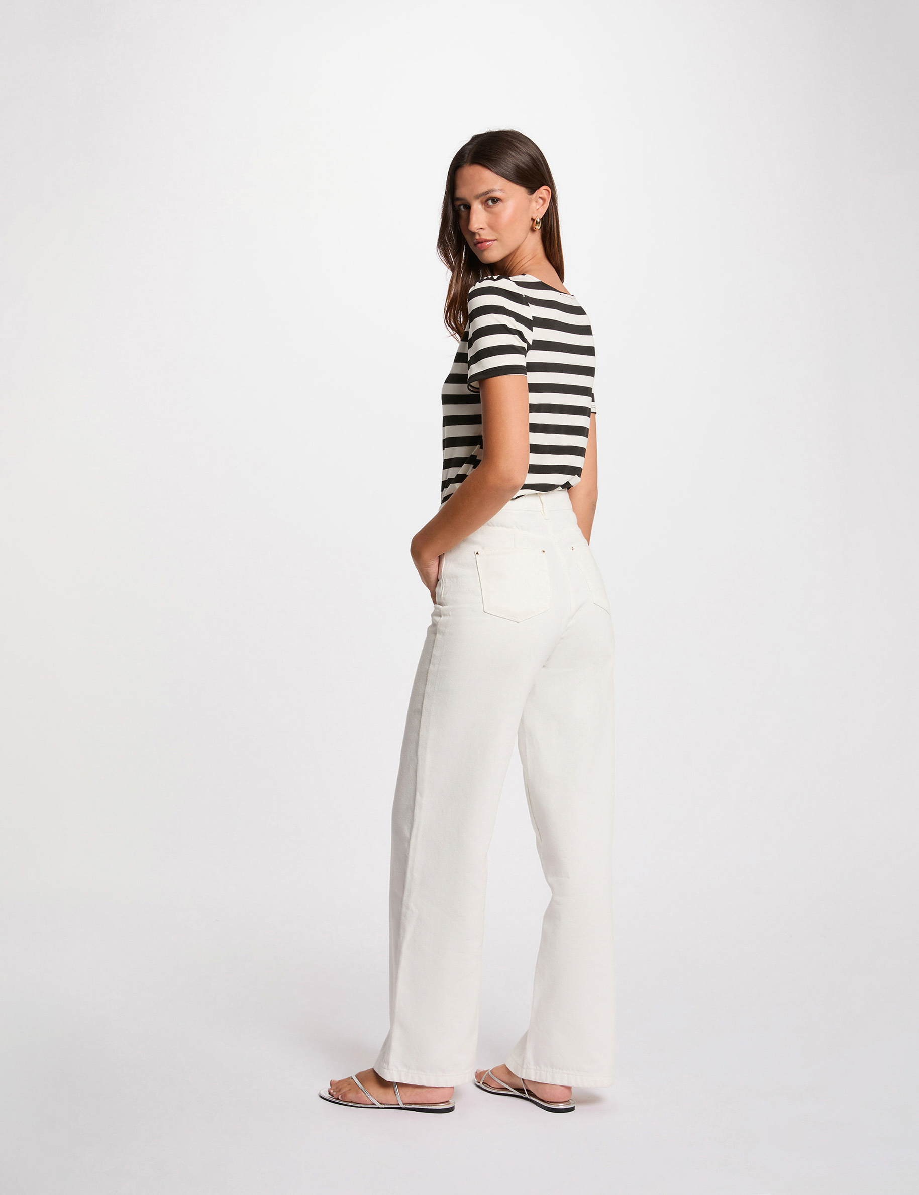 t shirt manches courtes raye blanc femme T-shirt manches courtes rayé blanc femme
