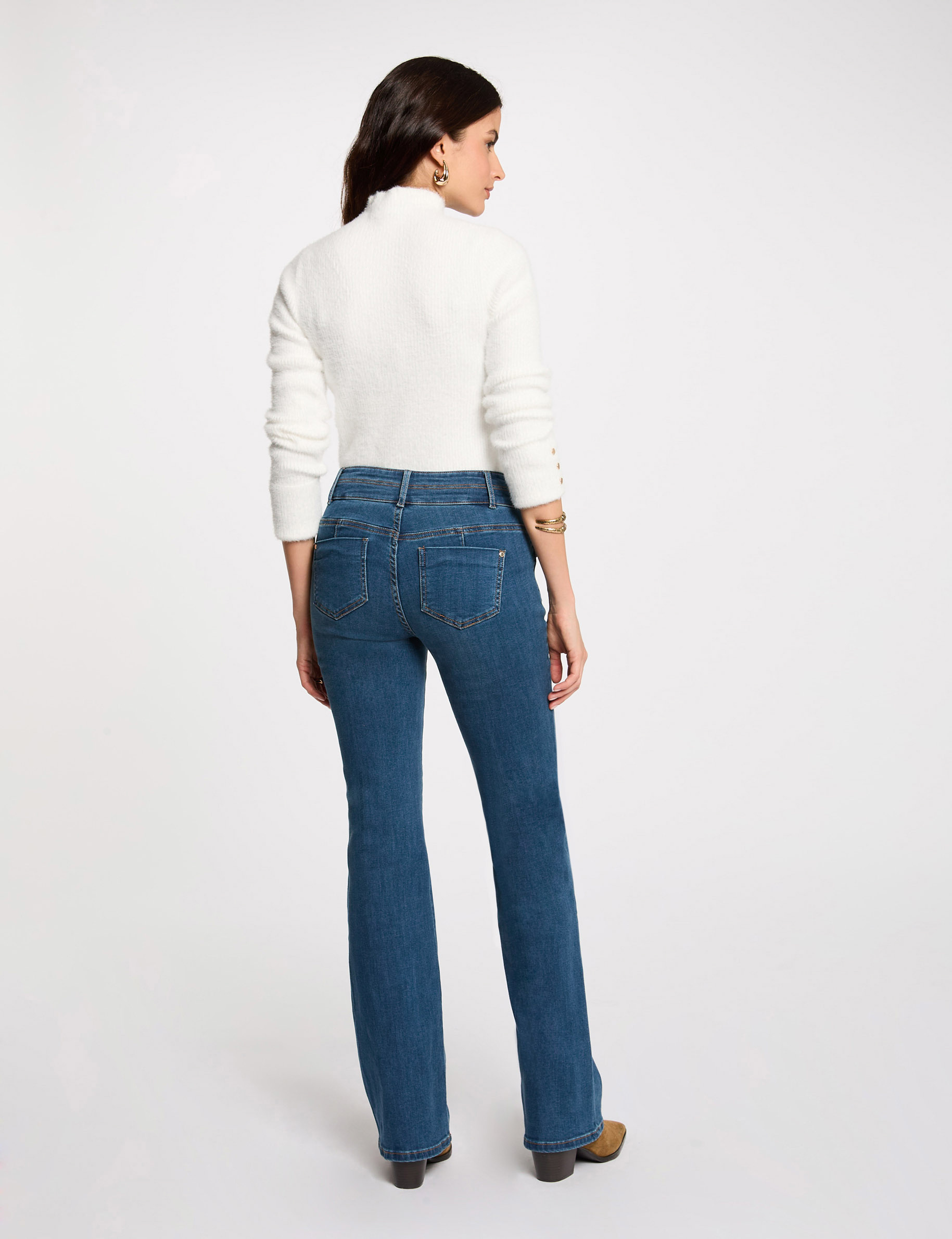jeans bootcut poches a boutons denim stone femme Jeans bootcut poches à boutons denim stone femme