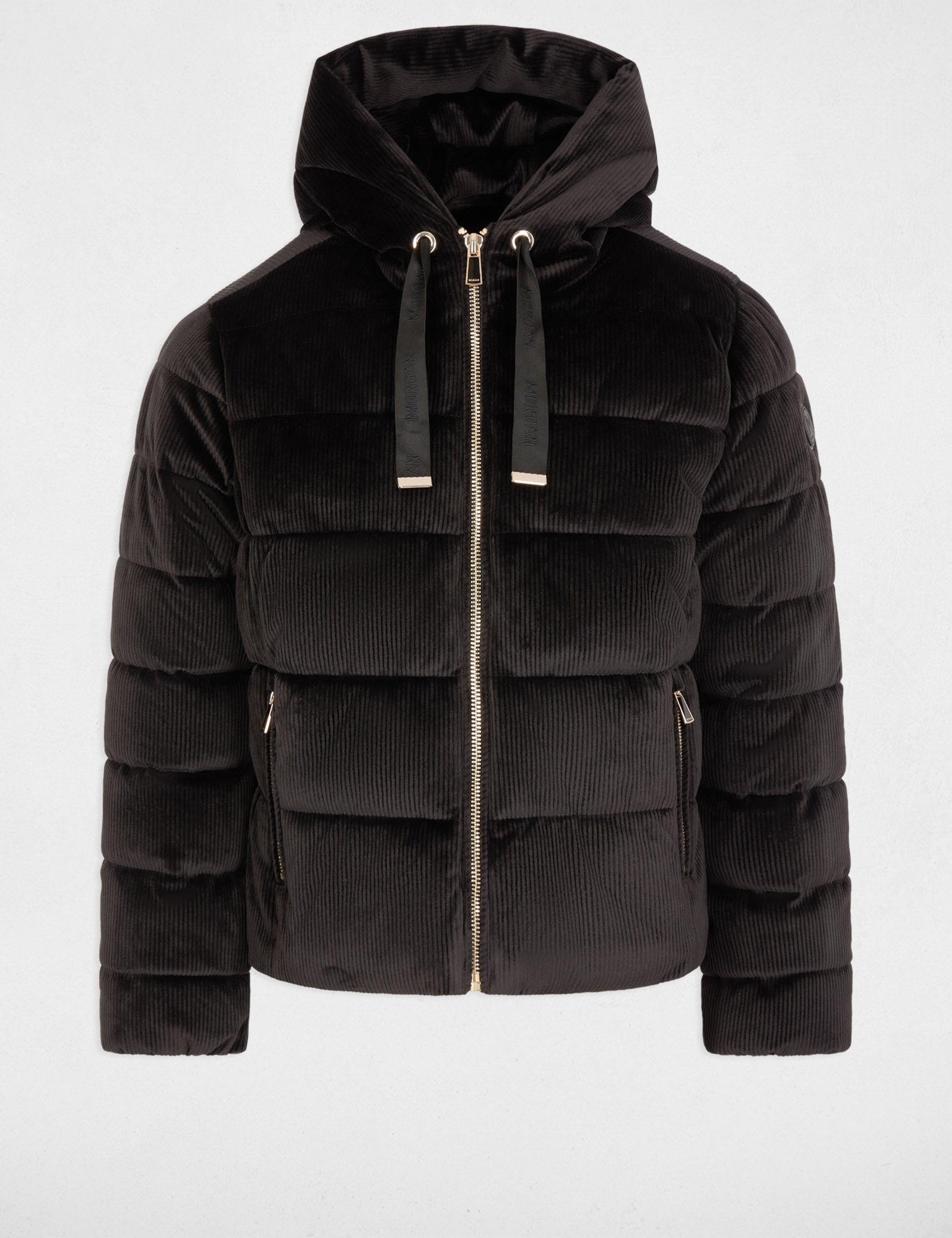 Doudoune courte velours noir femme