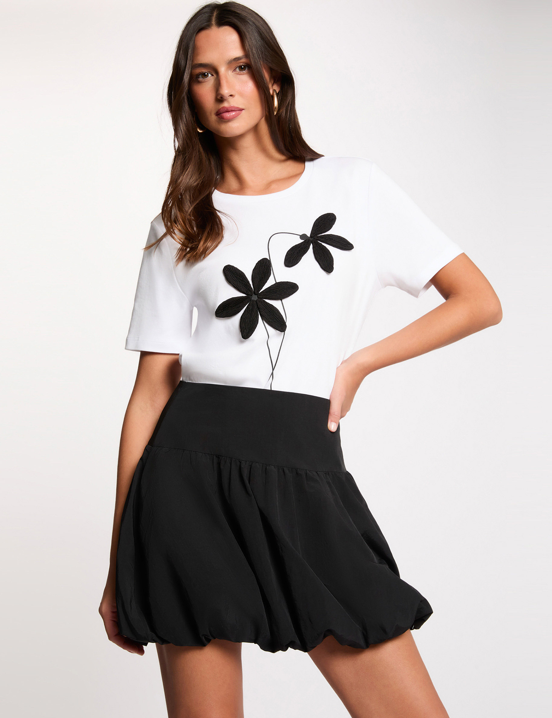 Ballonrock mit niedrigem Bund schwarz damen