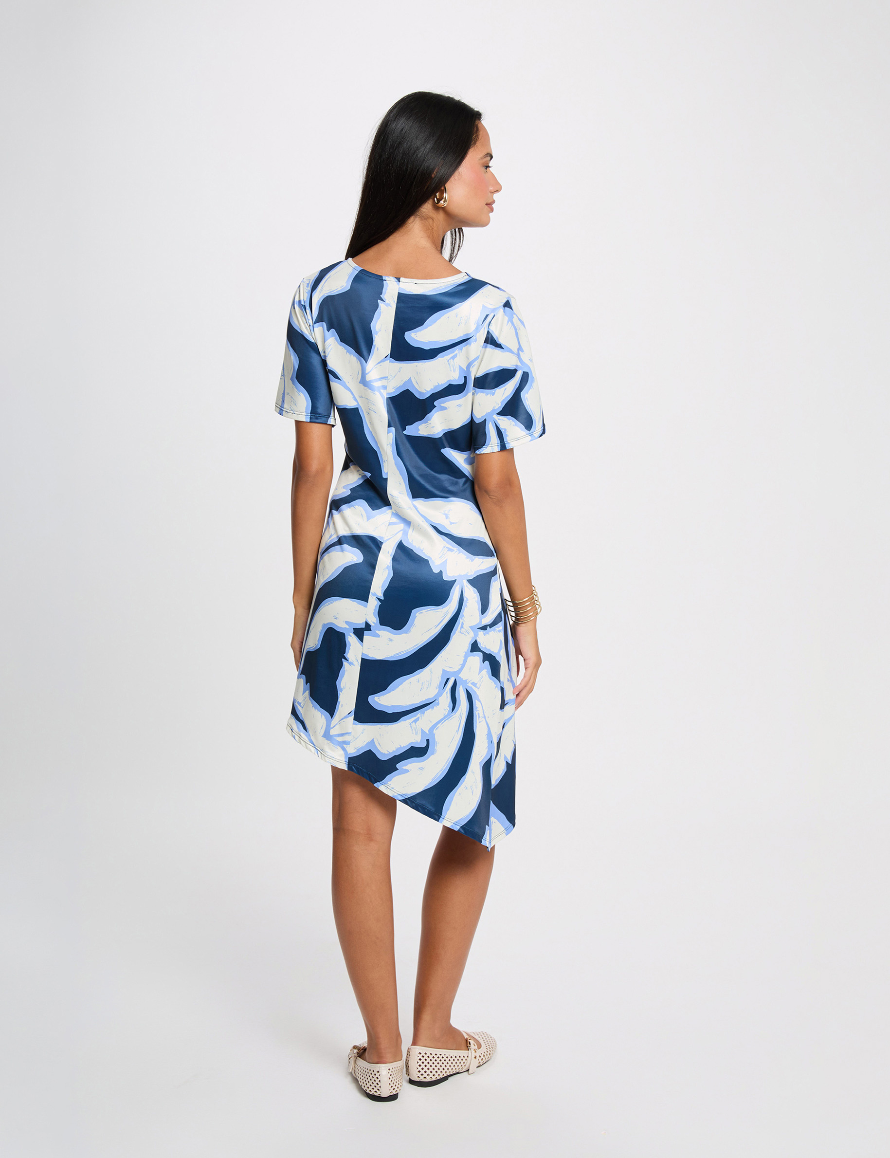 Asymmetrisches bedrucktes Kleid mehrfarbig damen