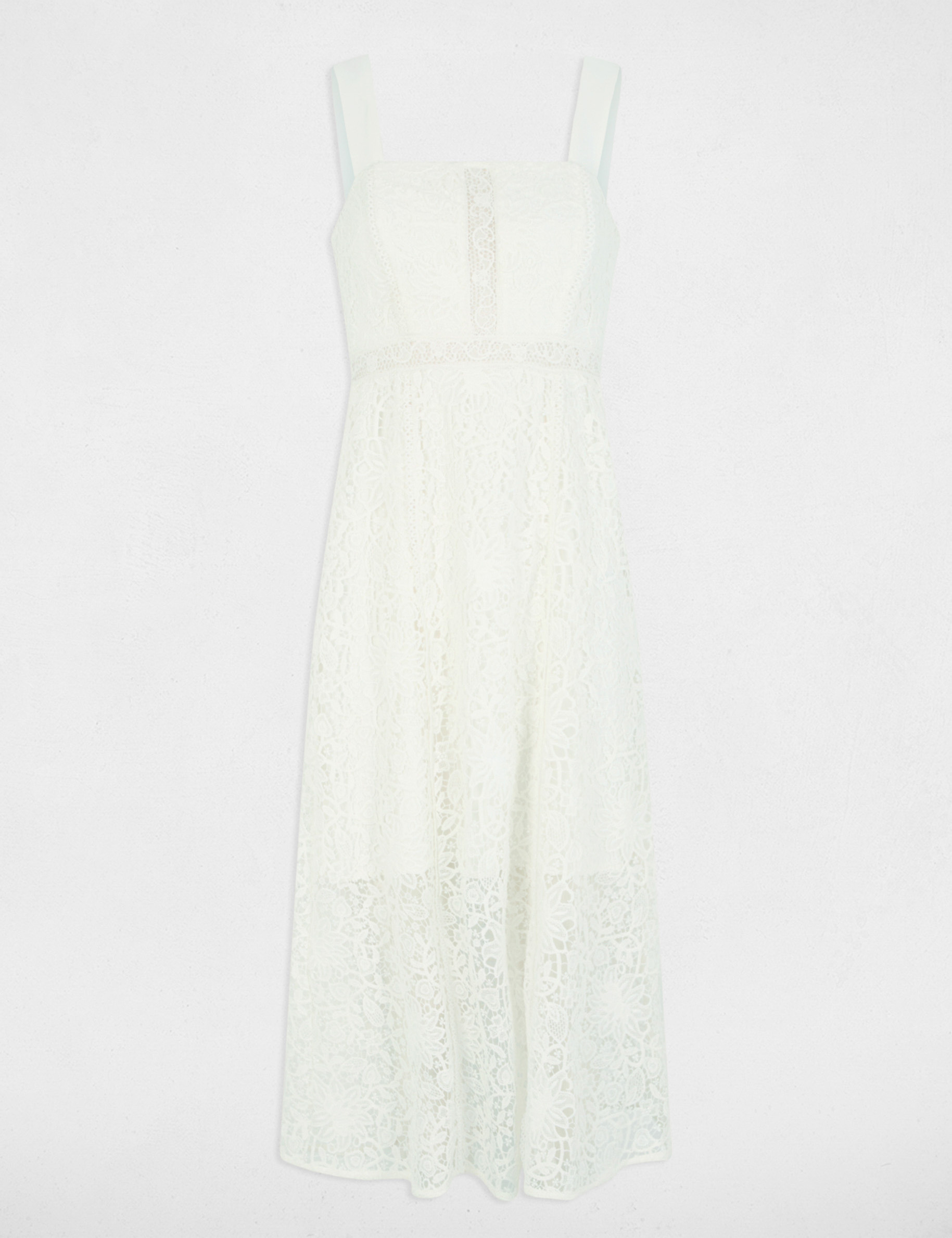 Robe midi trapèze dentelle blanc femme