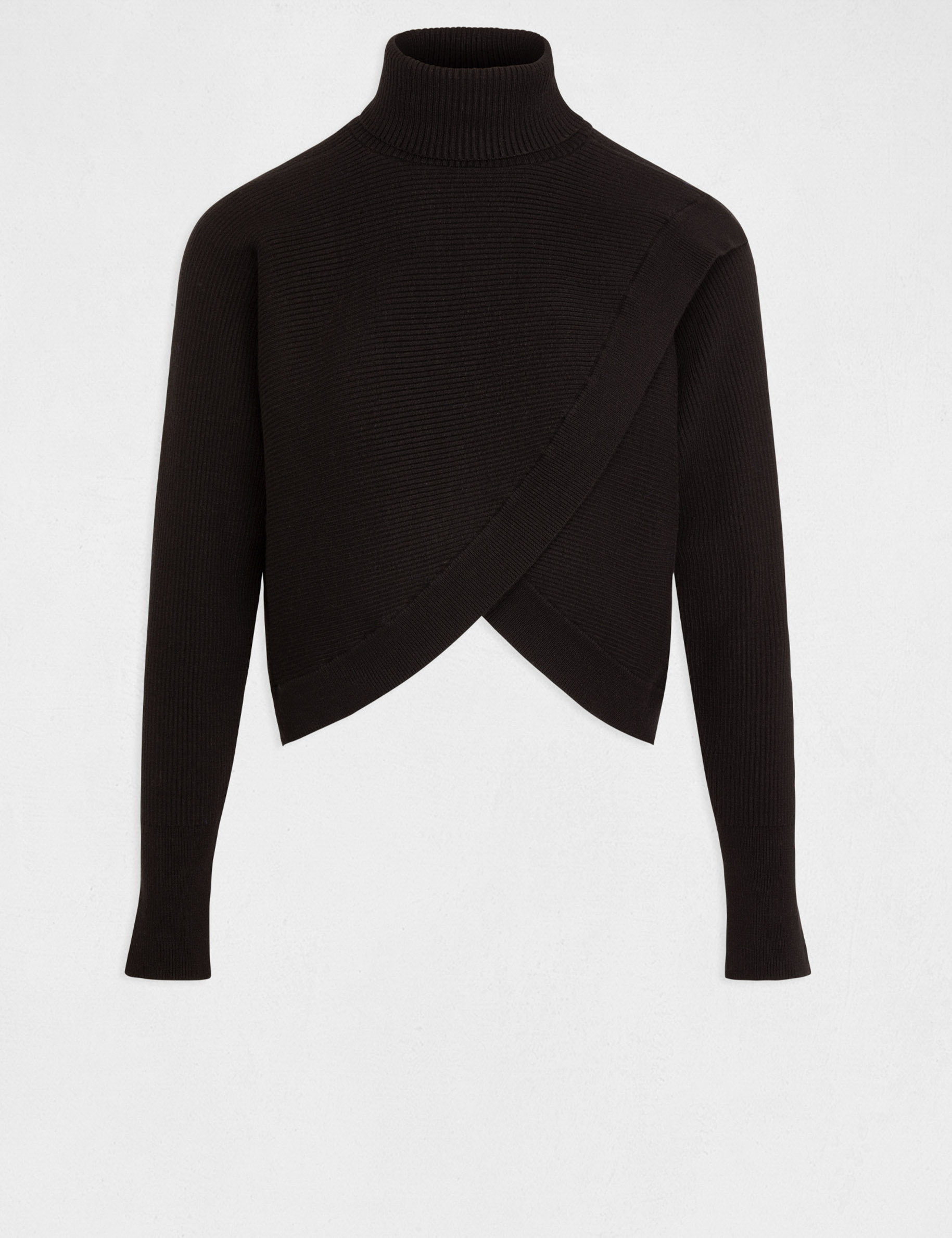 pull manches longues effet croise noir femme Pull manches longues effet croisé noir femme