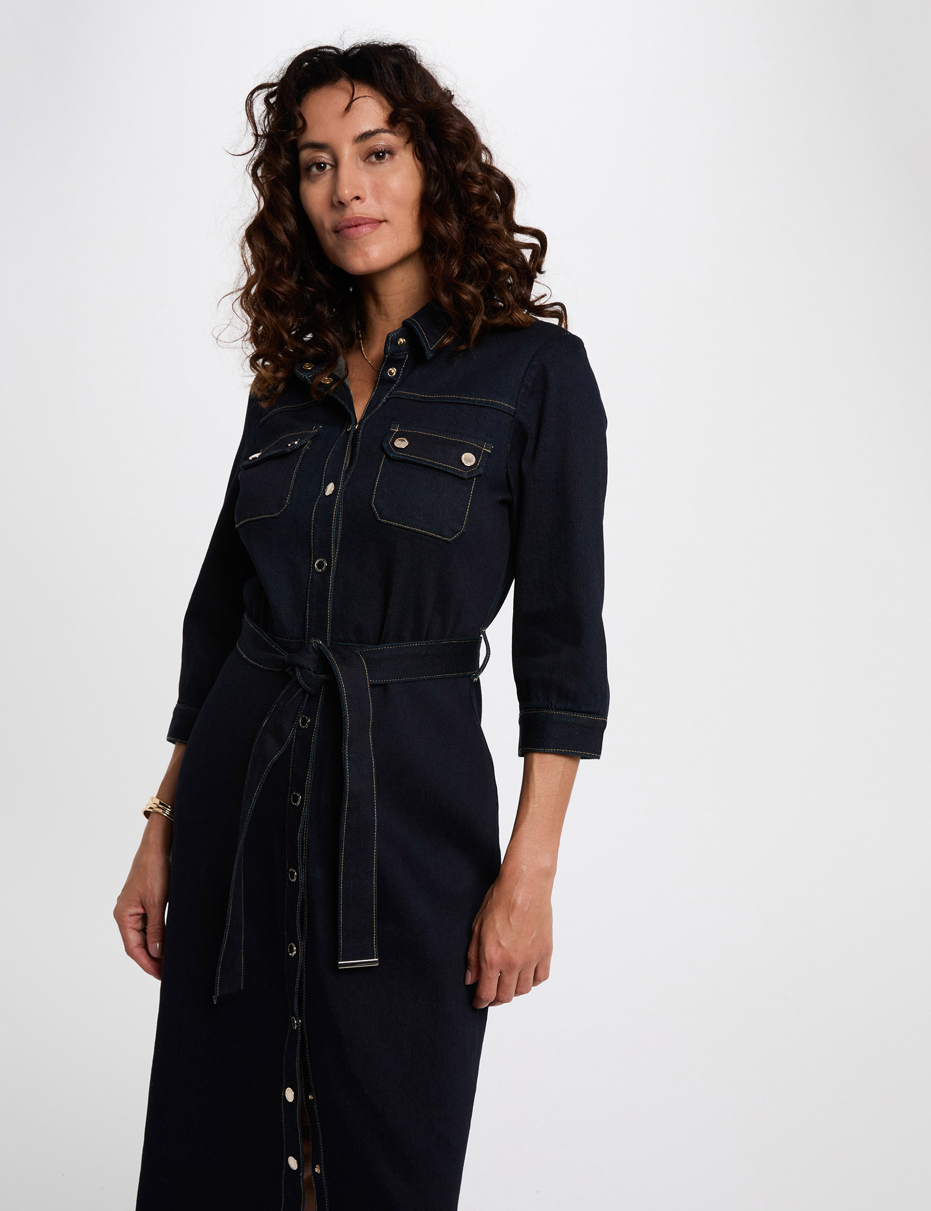 robe 34 boutonnee denim brut femme Robe 3/4 boutonnée denim brut femme