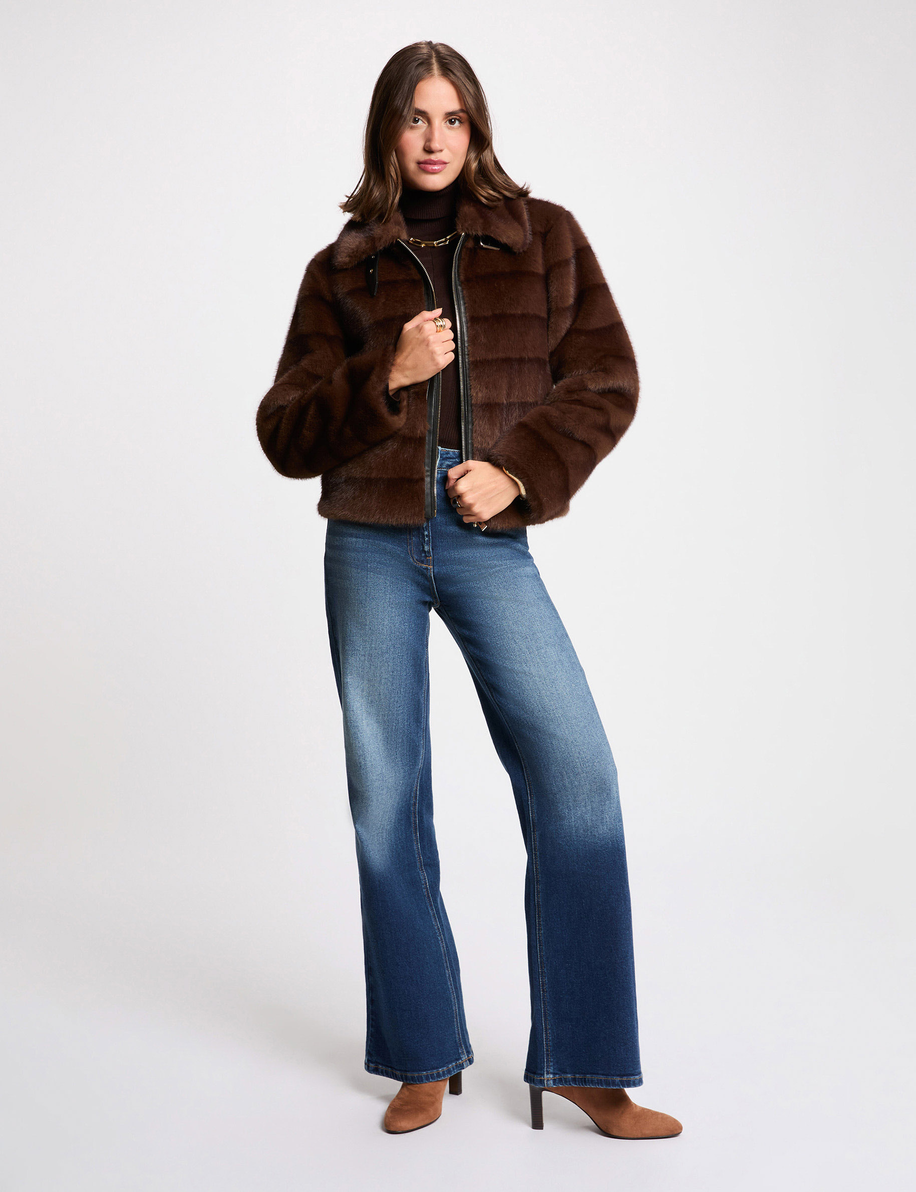Allegra K Manteau Court Femme Fausse Fourrure – Blouson Duveteux Boutons-Pression – Veste Chaude Et Élégante Pour Mariage & Soirée