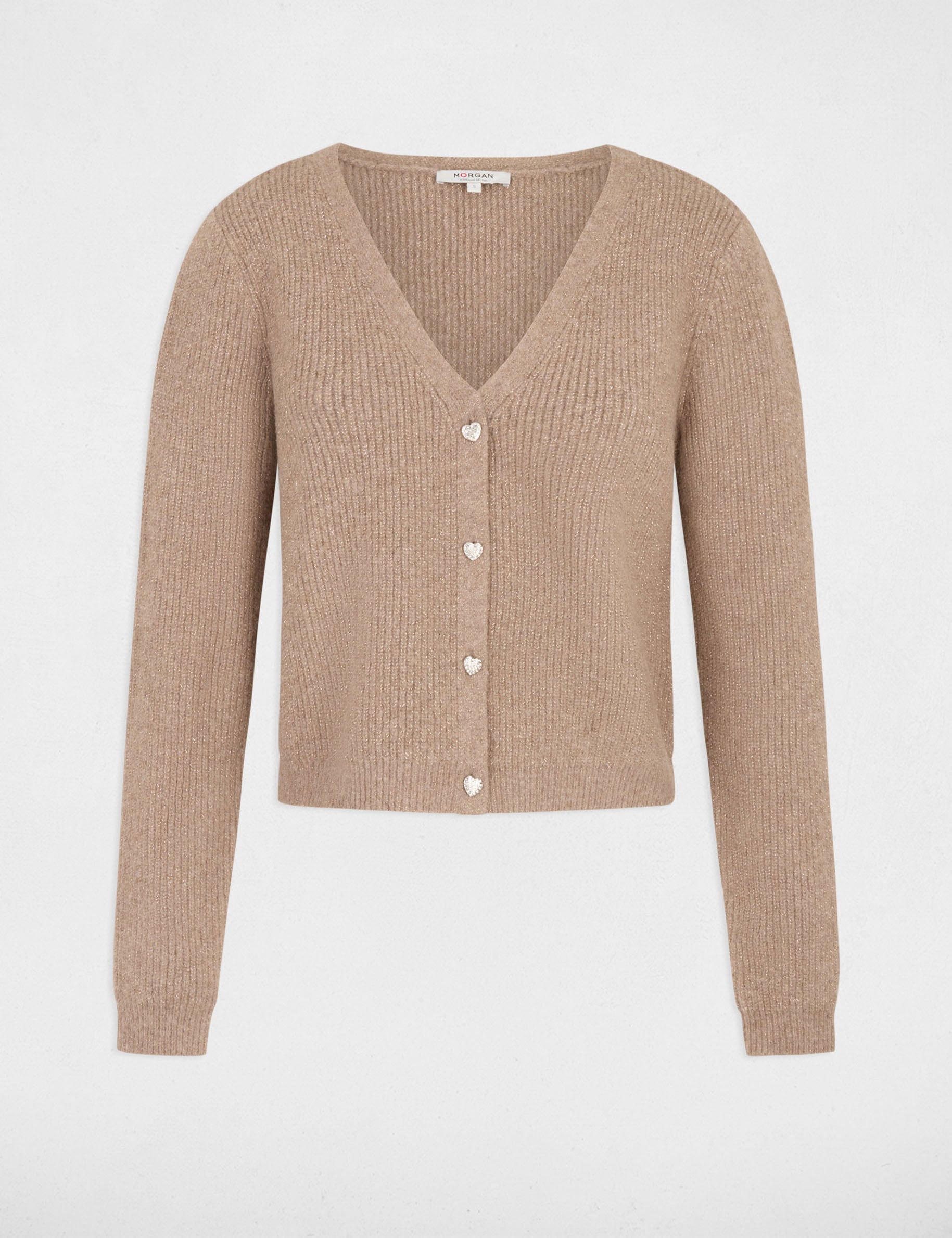 Strickweste mit V-Ausschnitt mittelbeige damen