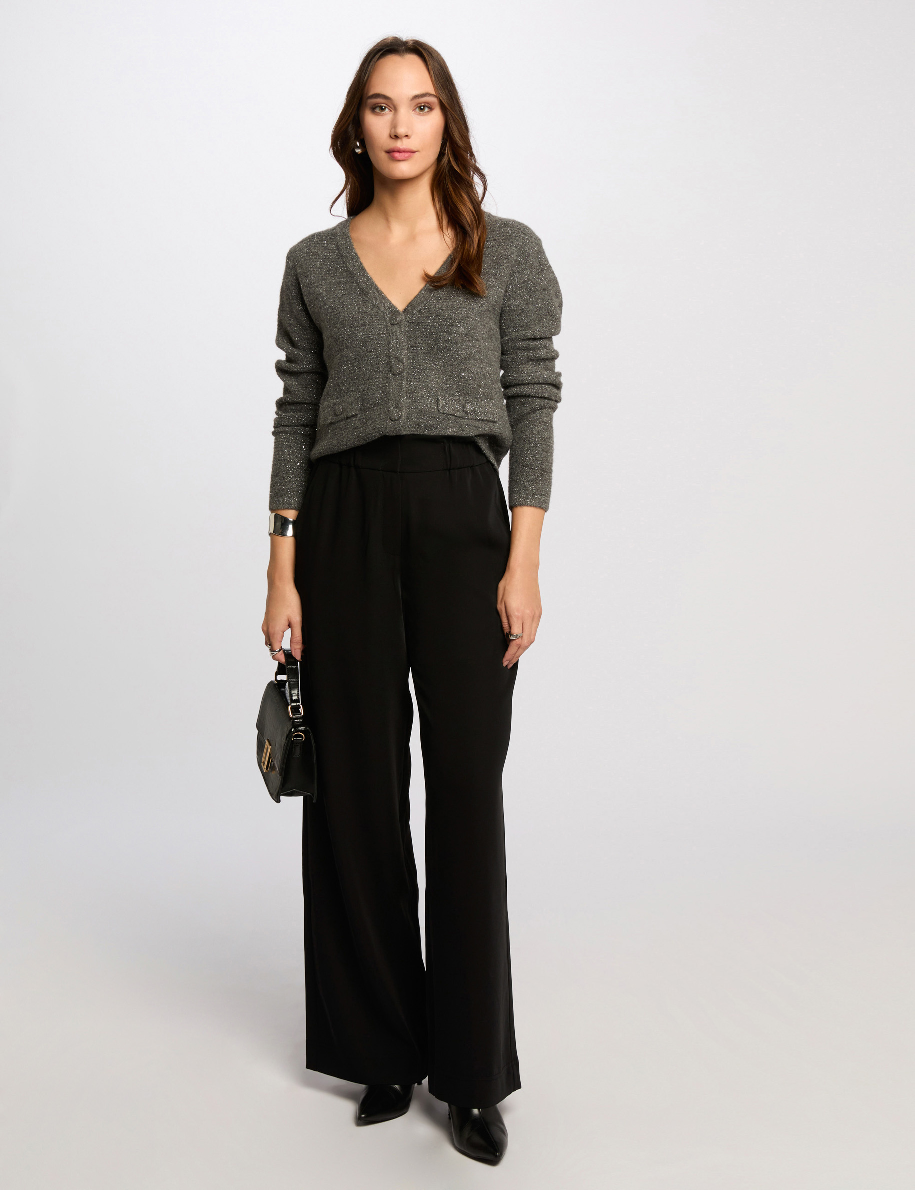 weite hose mit falten schwarz damen Weite Hose mit Falten schwarz damen