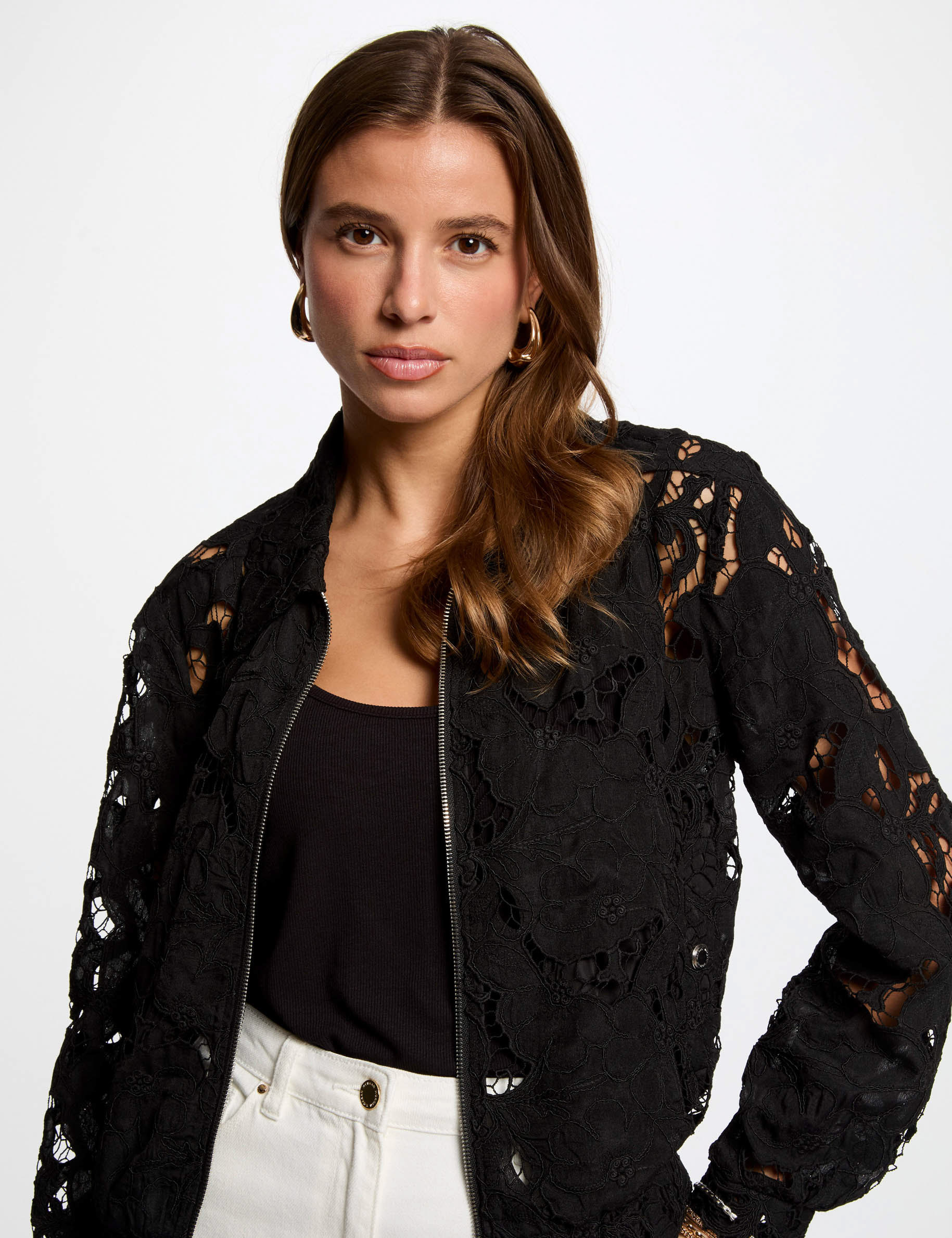 kurze jacke mit spitze schwarz damen Kurze Jacke mit Spitze schwarz damen