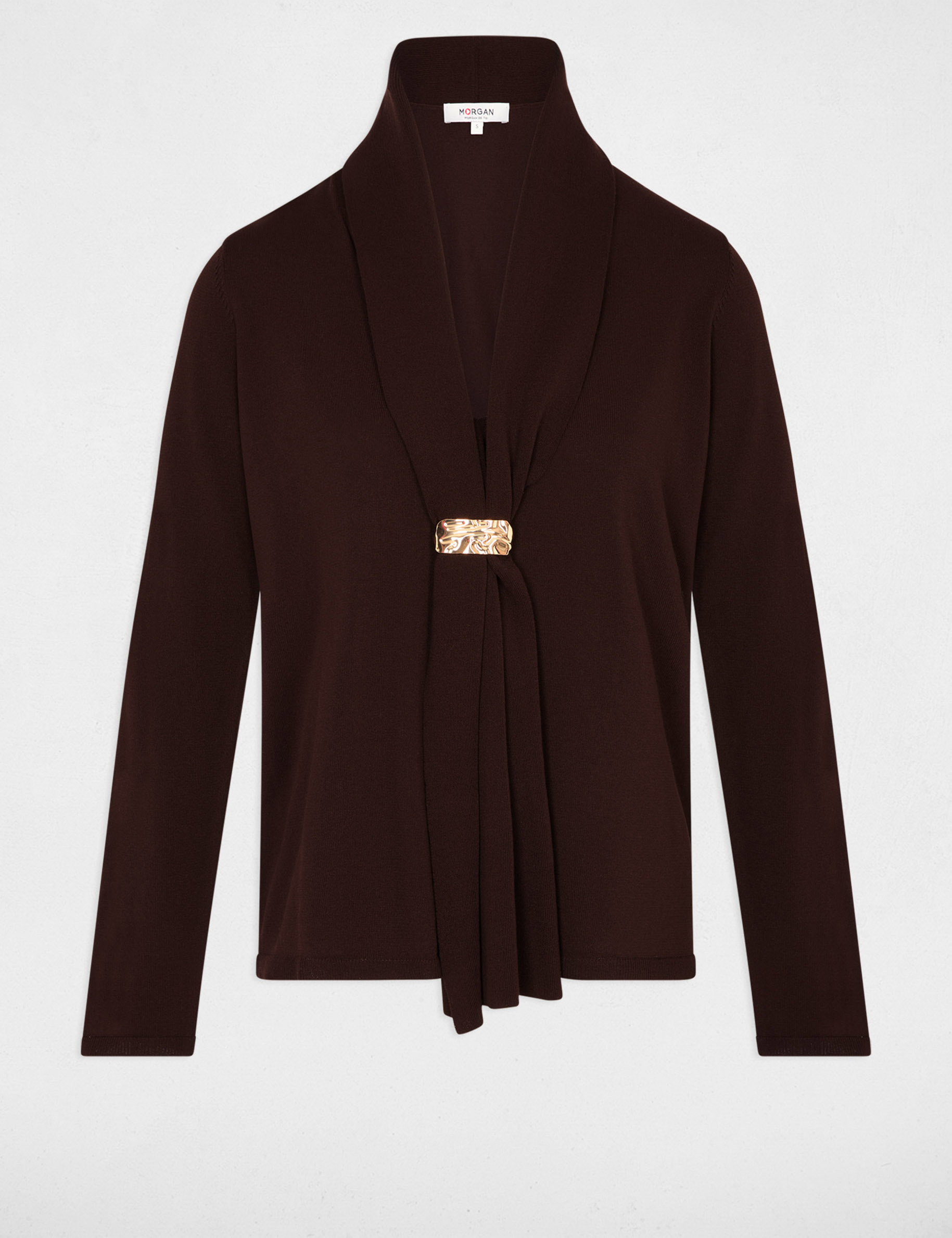 Pullover mit Schalkragen dunkelbraun damen